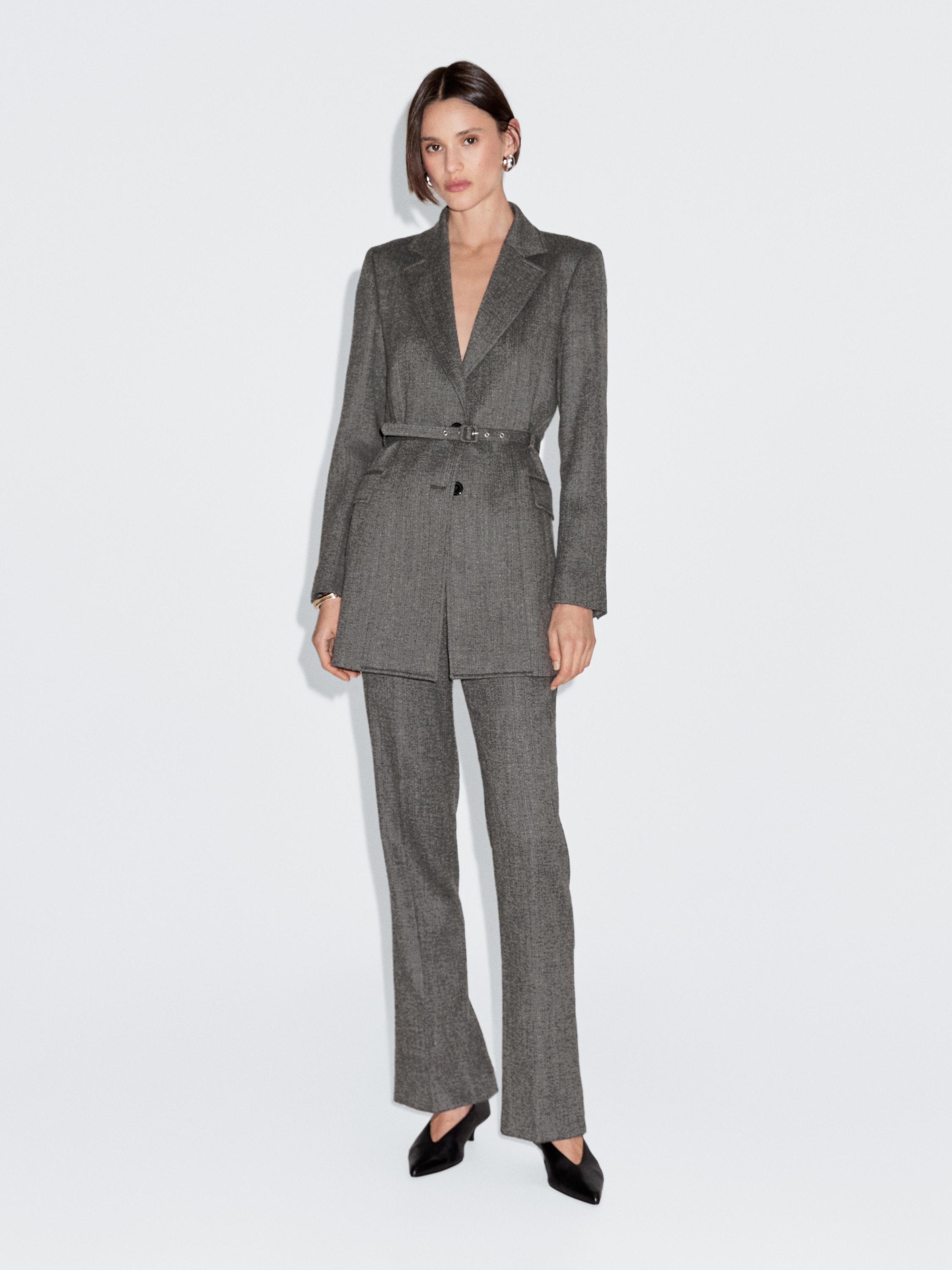 Pantalón traje jaspeado mezcla lana