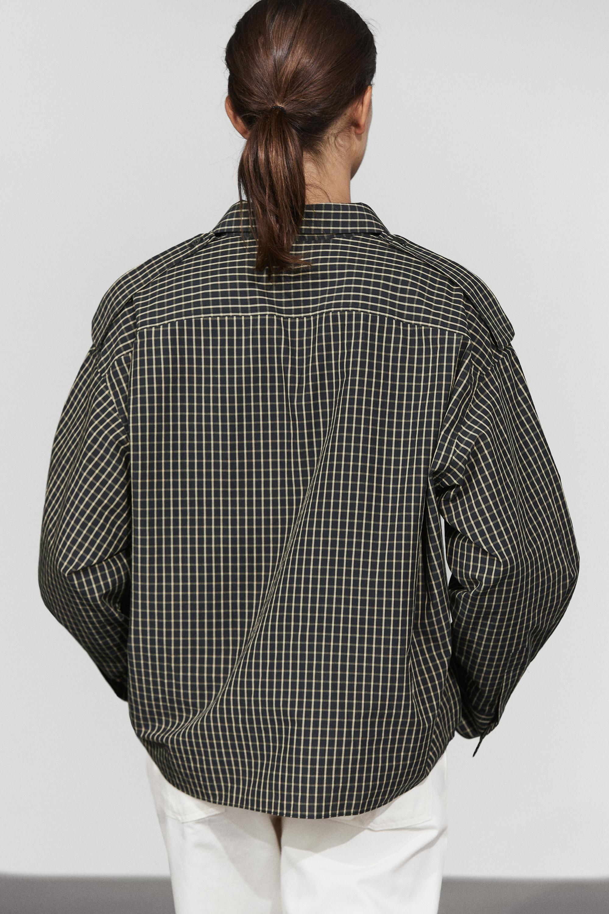 100% cotton check shirt with shoulder detail - thumbnail 5