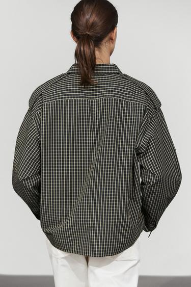 100% cotton check shirt with shoulder detail — DARK BLUE 5