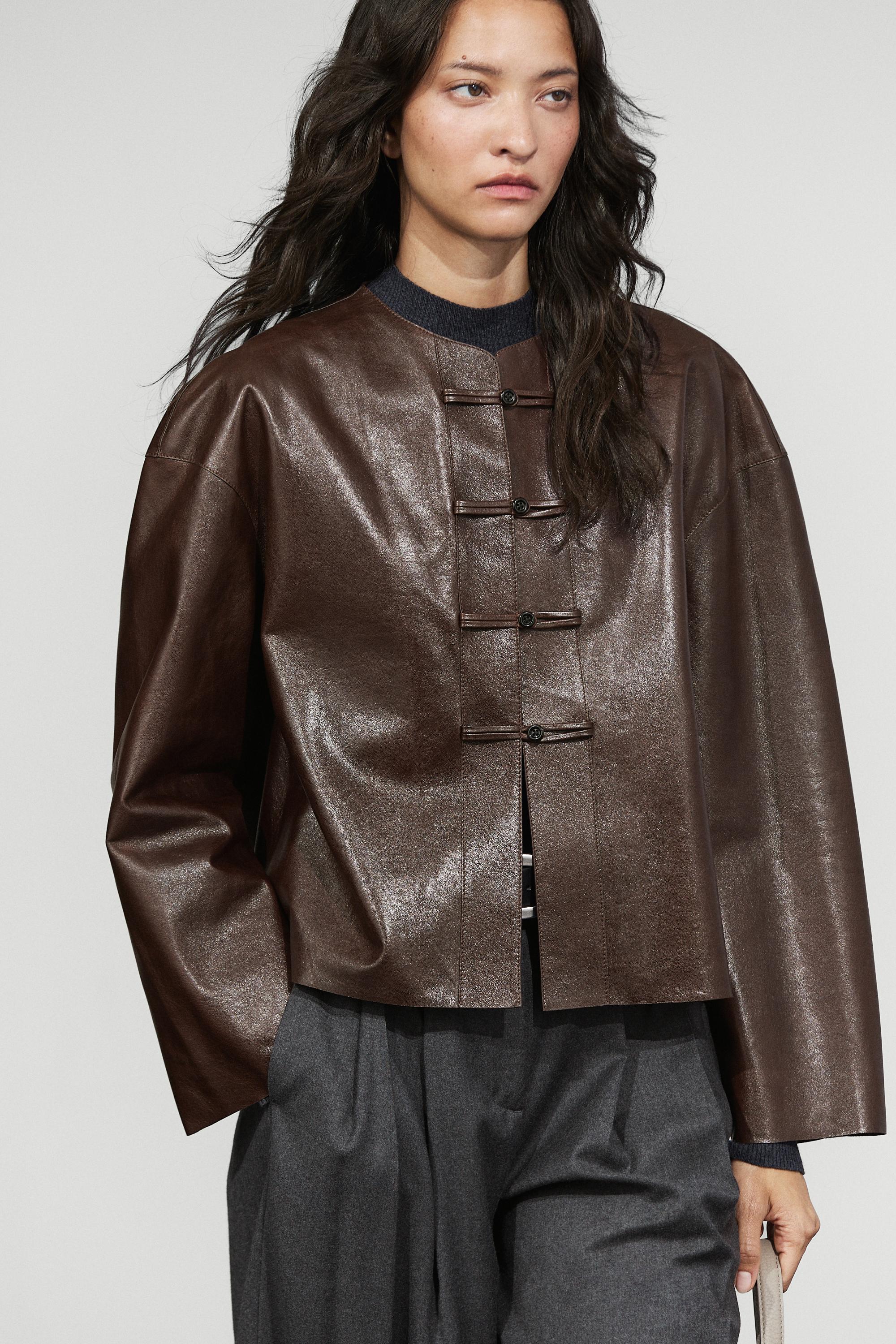 Nappa leather toggle jacket