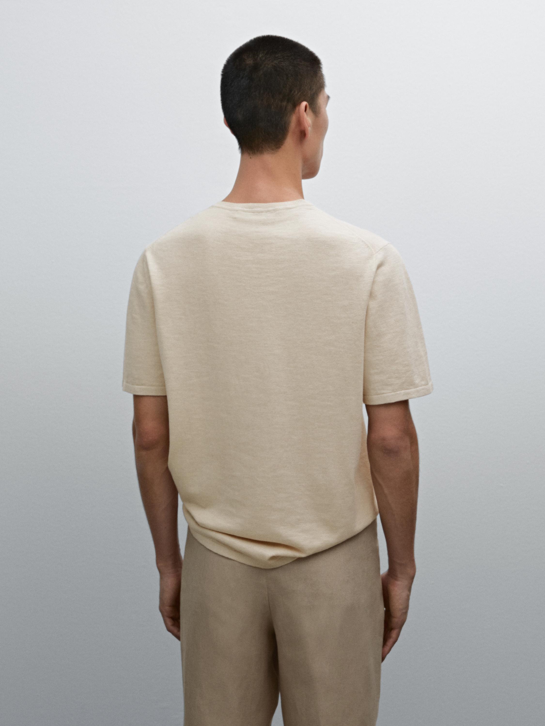 Cotton blend knit short sleeve sweater