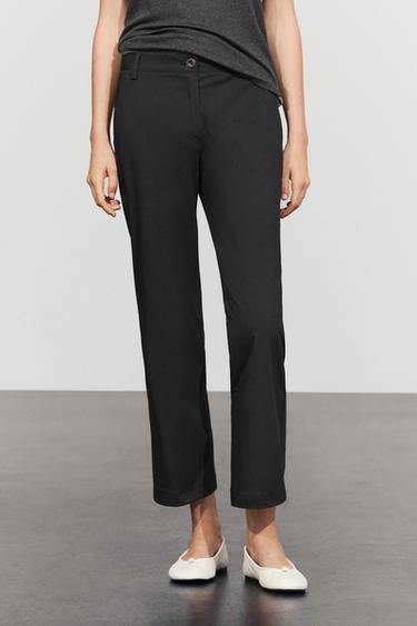 Cotton blend kick flare pants — BLACK 3
