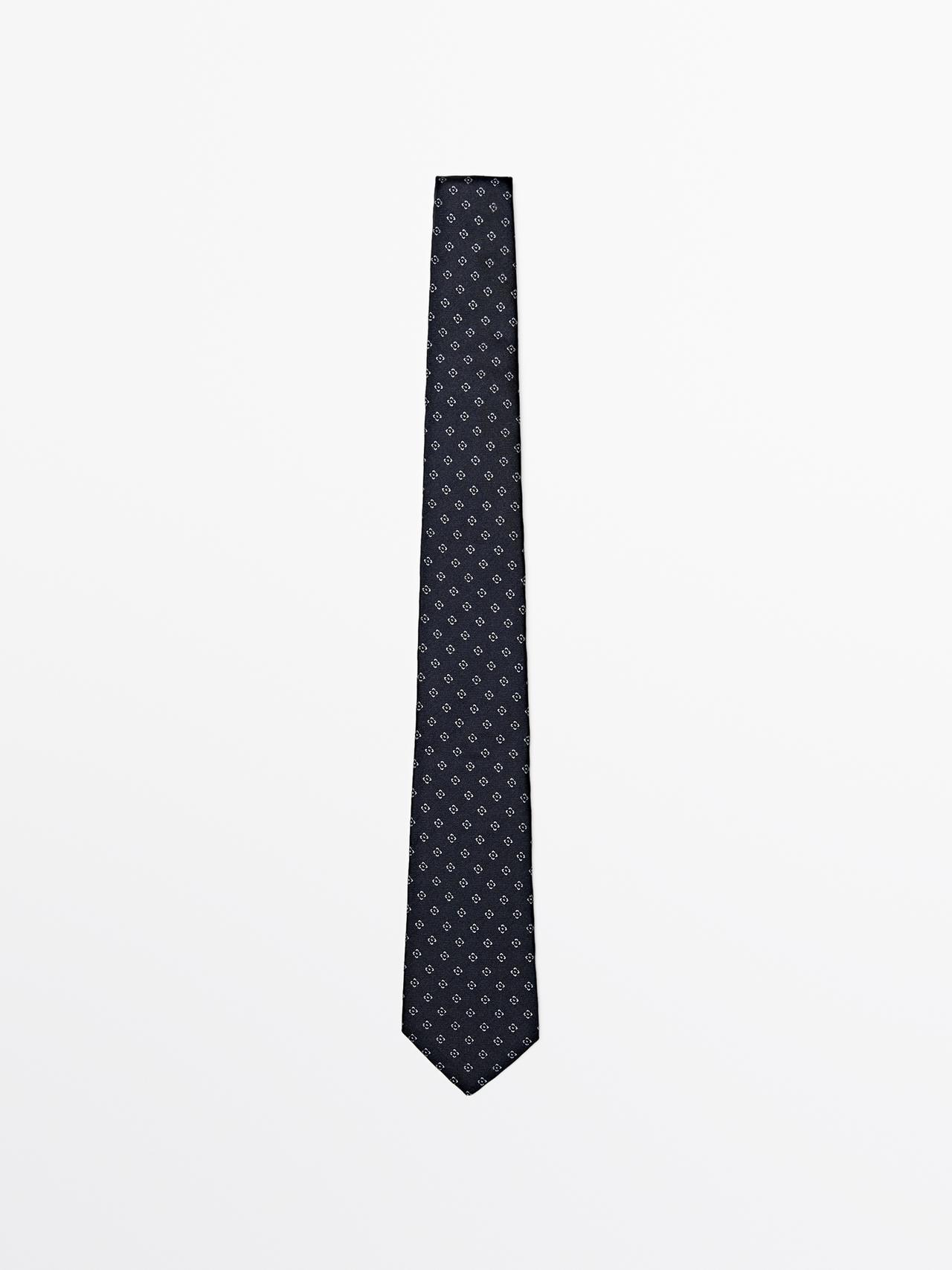 Cravate 100 % Soie De Mûrier - Bleu Marine - 01 - Massimo Dutti - Homme
