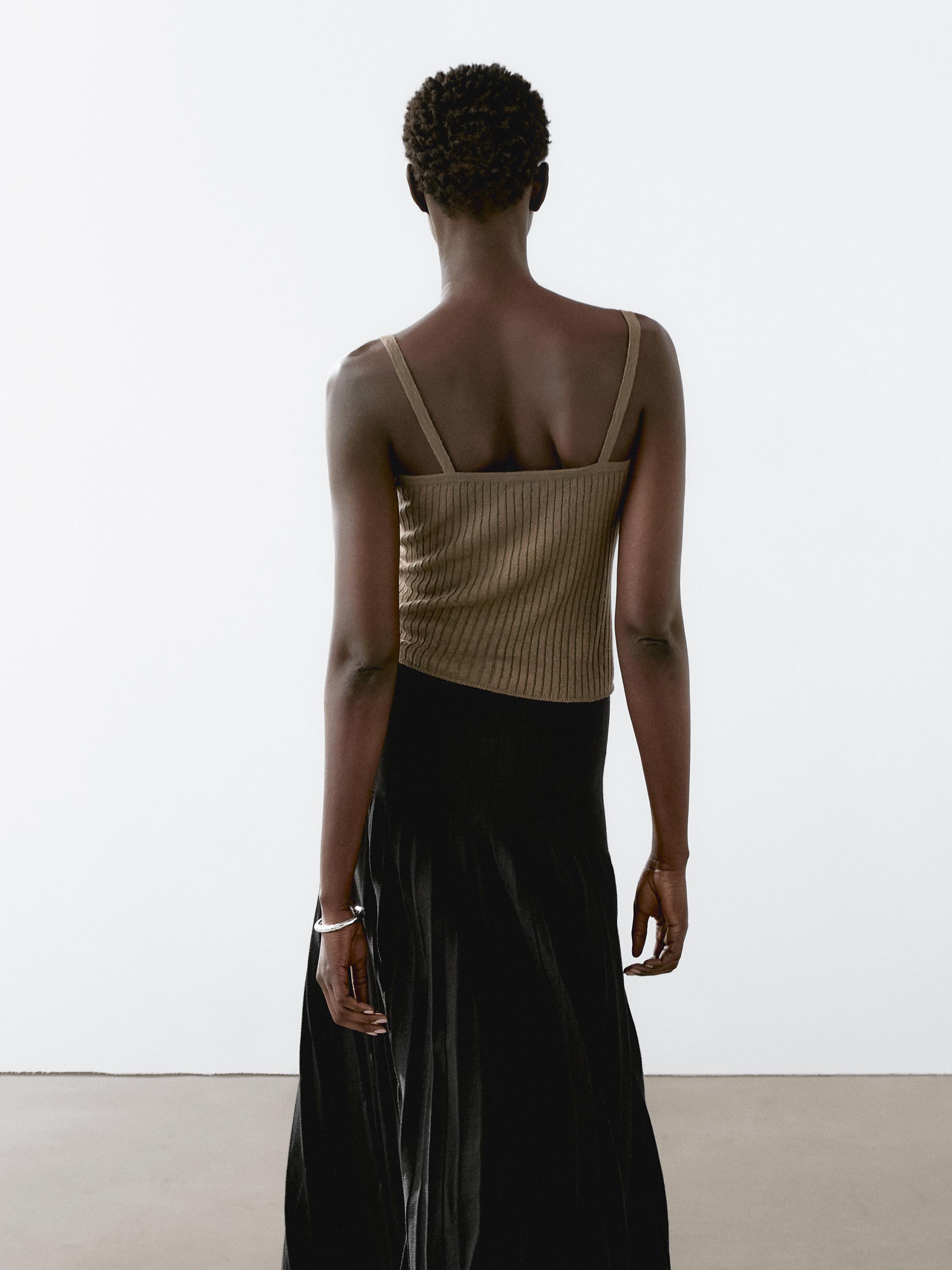 Tricot top met ribcord