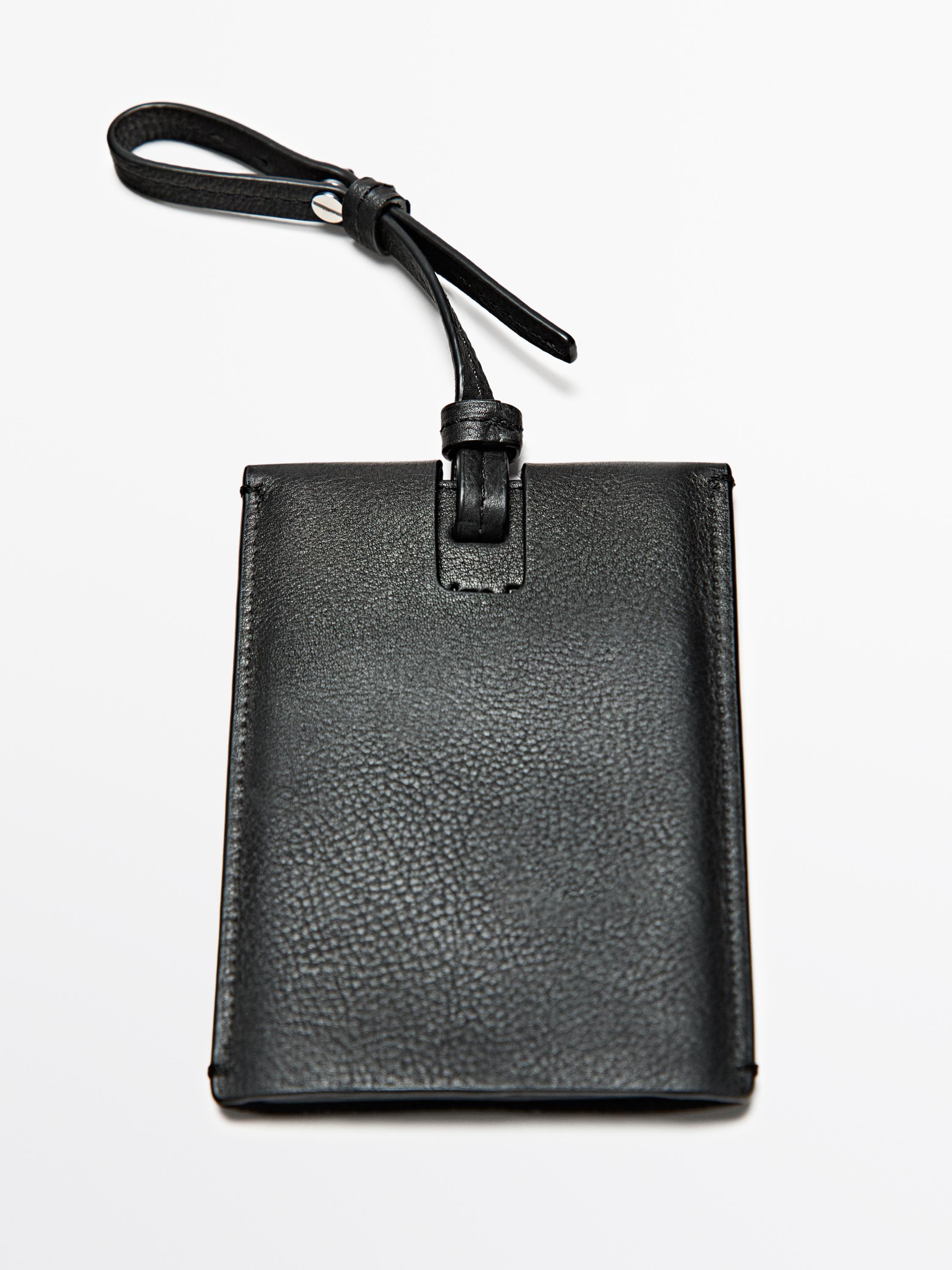 Nappa leather travel tag — BLACK