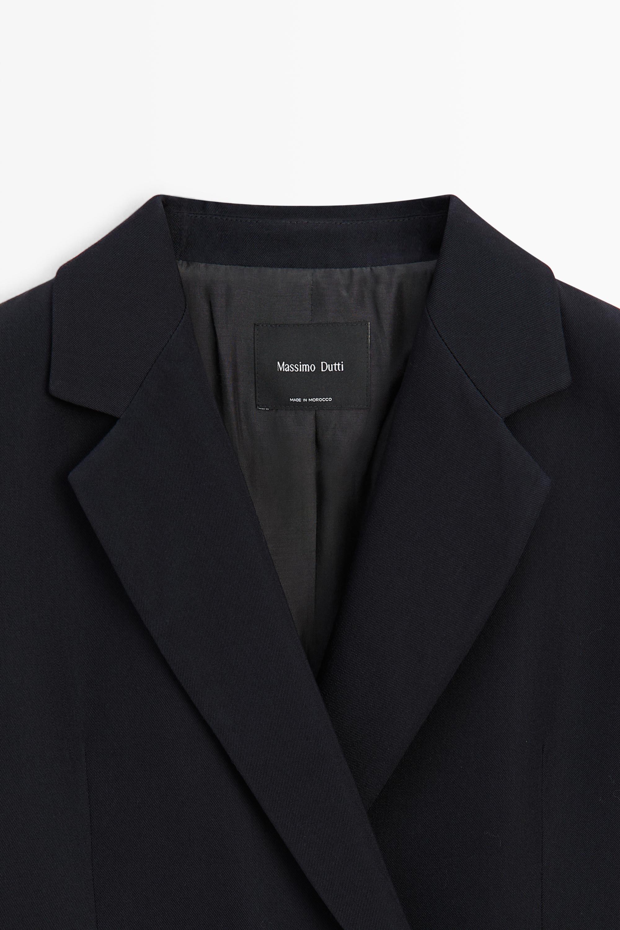 Wool blend double-breasted blazer — NAVY BLUE