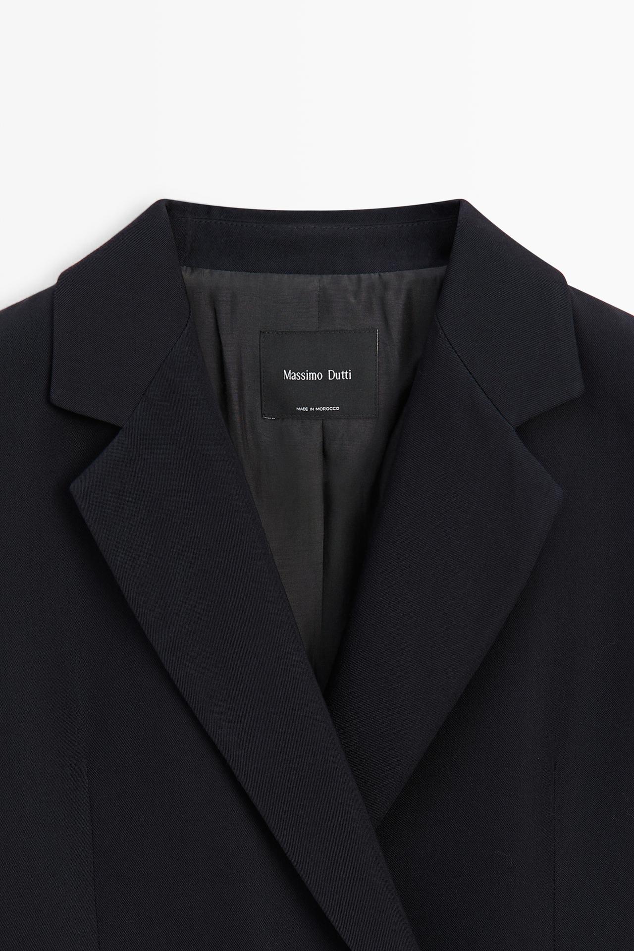 Wool blend double-breasted blazer — NAVY BLUE