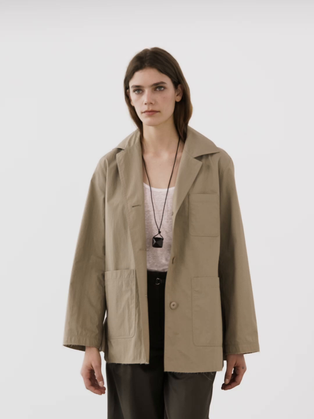 Blazer com bolsos em mistura de algodão