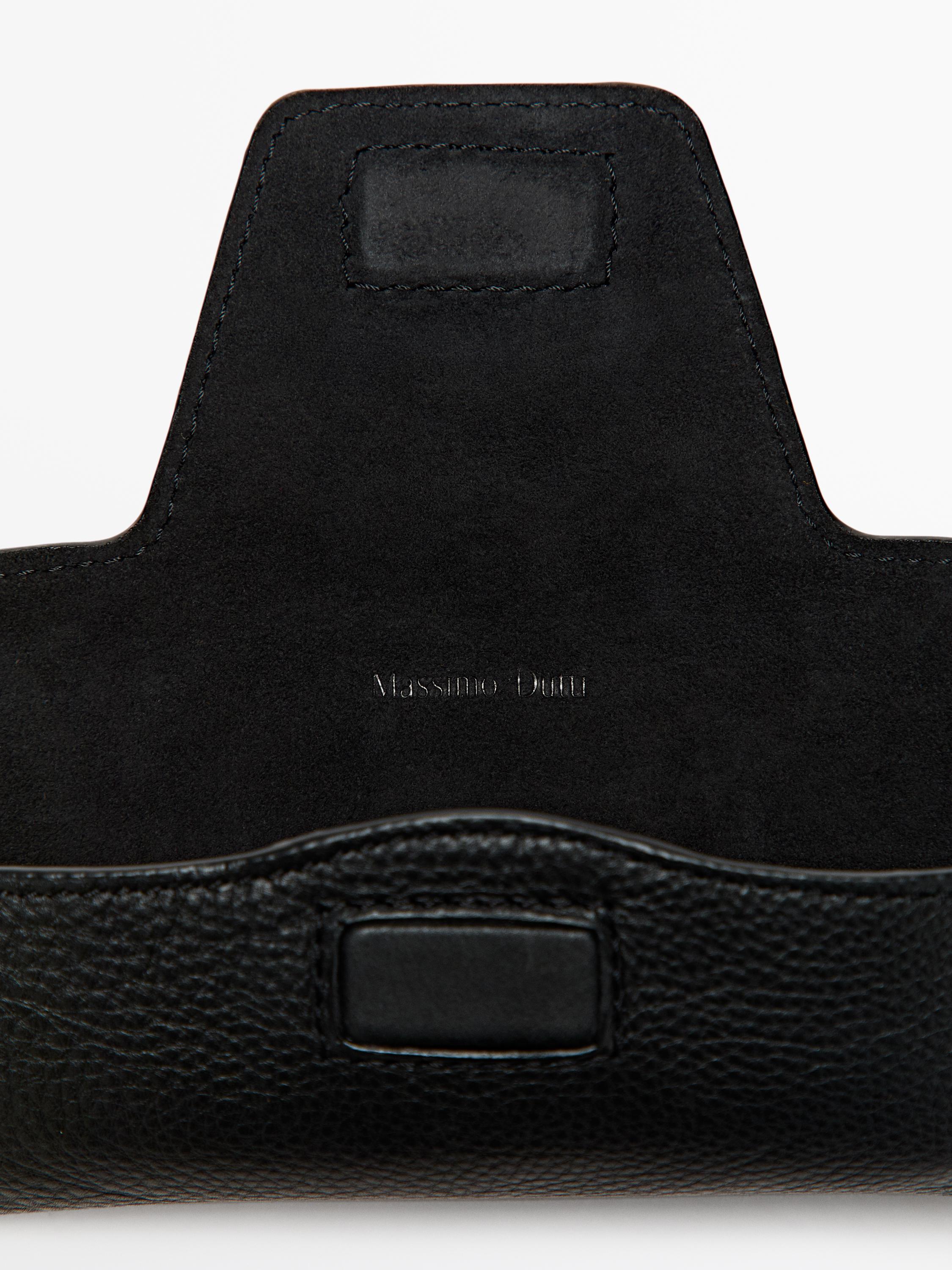 Nappa leather glasses case — BLACK