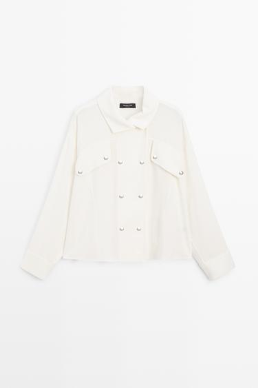 Flowing shirt with button-front detail — CREAM 2