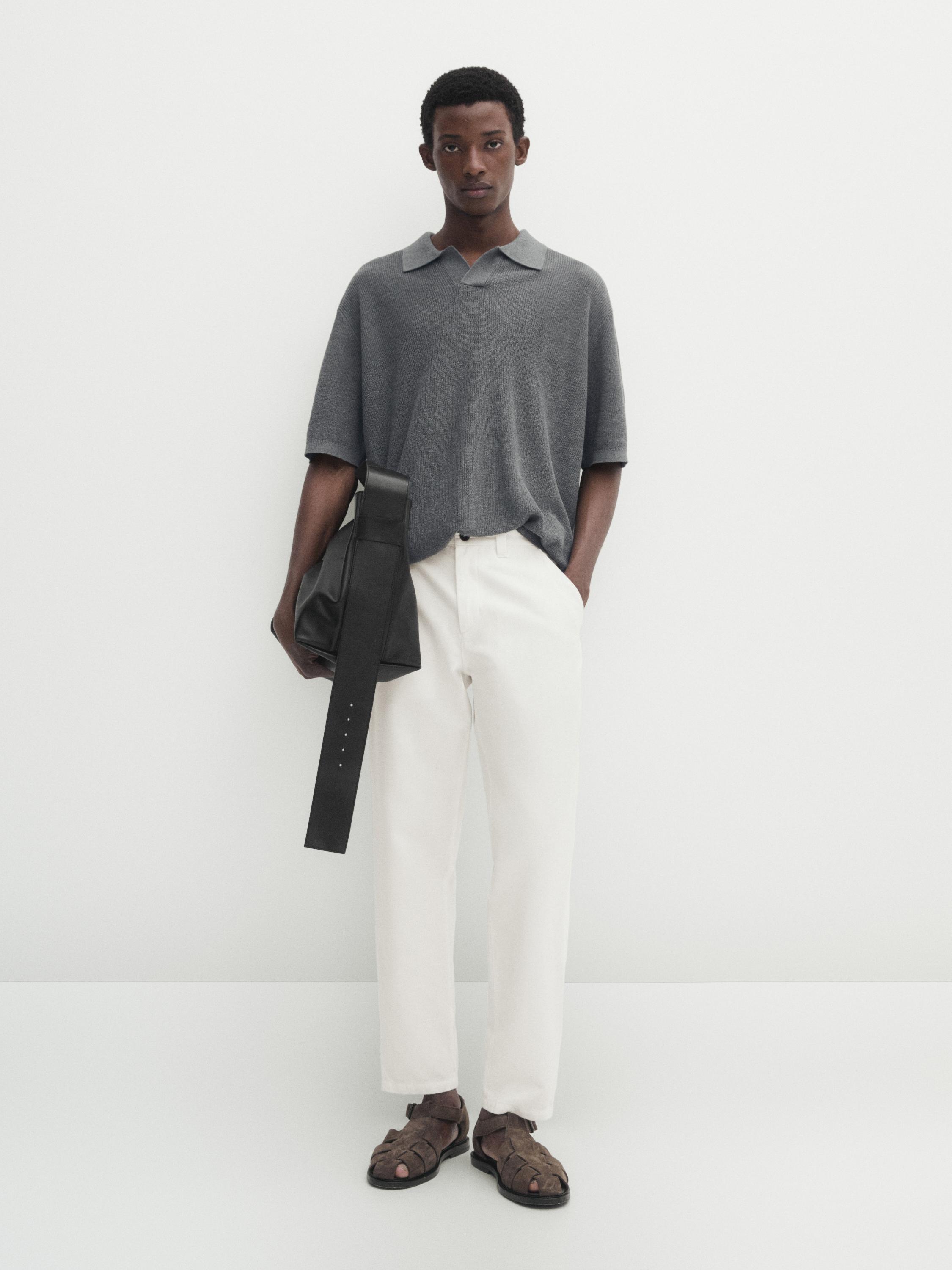 Polo en maille de lin mélangé