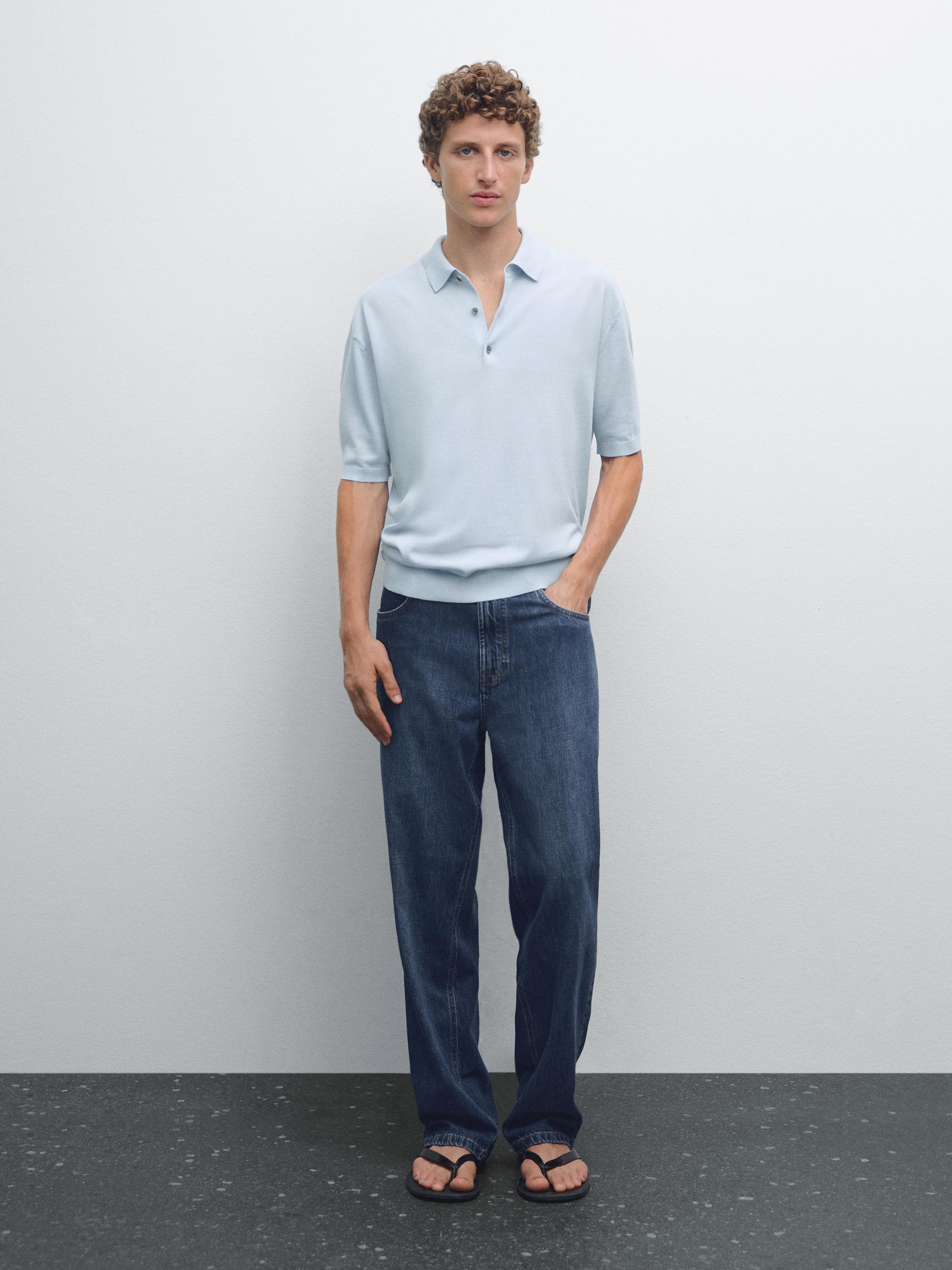 Short sleeve knit polo shirt