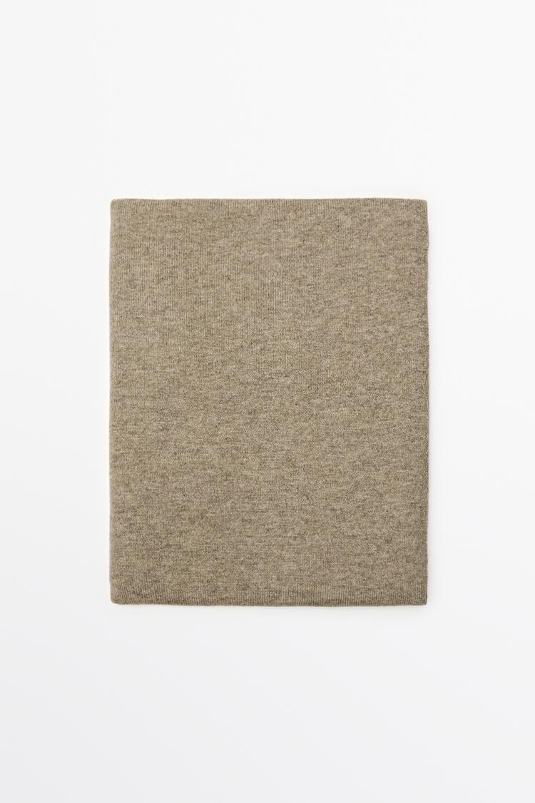 Plain wool-cashmere blend fine knit scarf — Washed