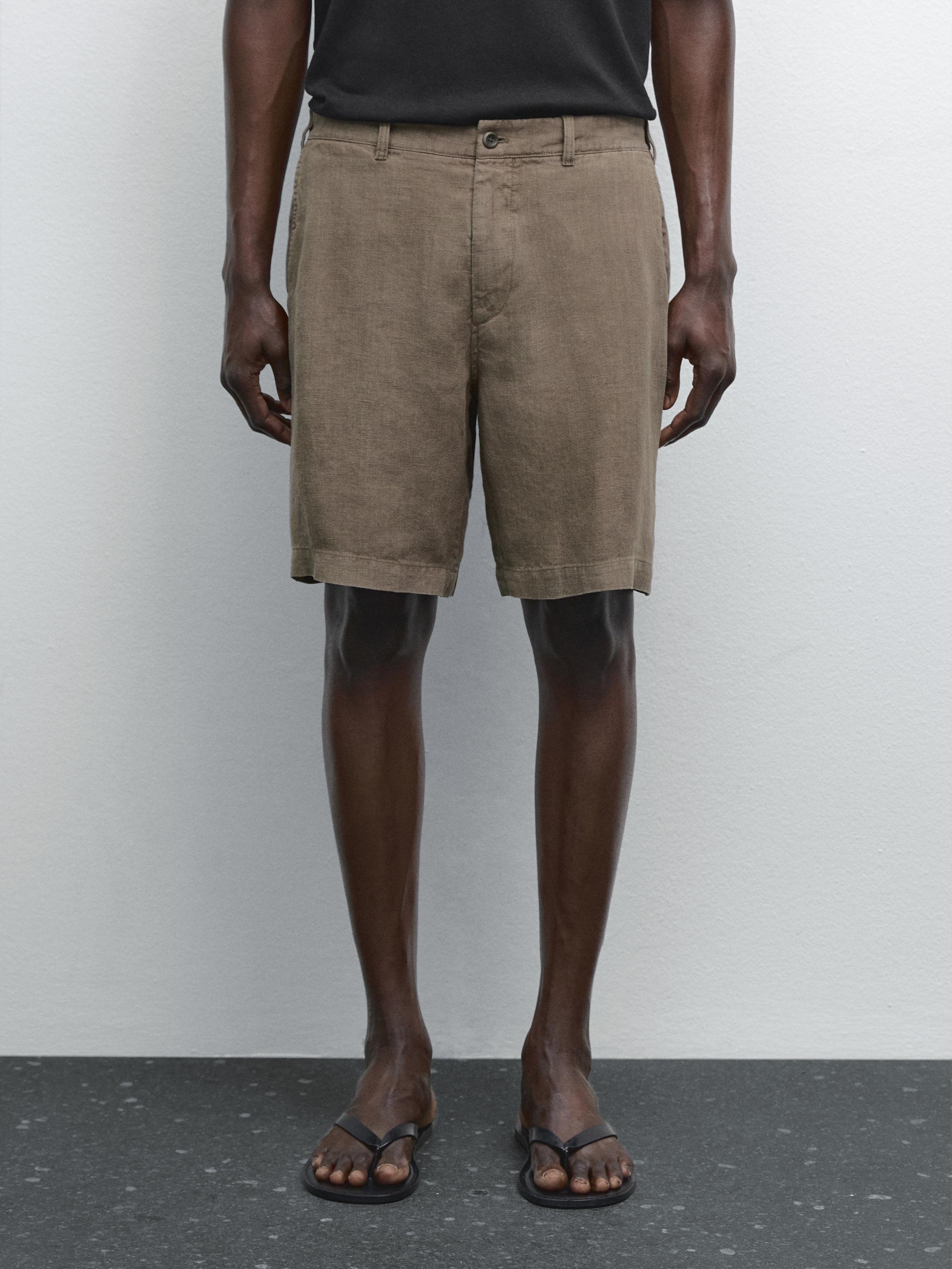 100% linen Bermuda shorts