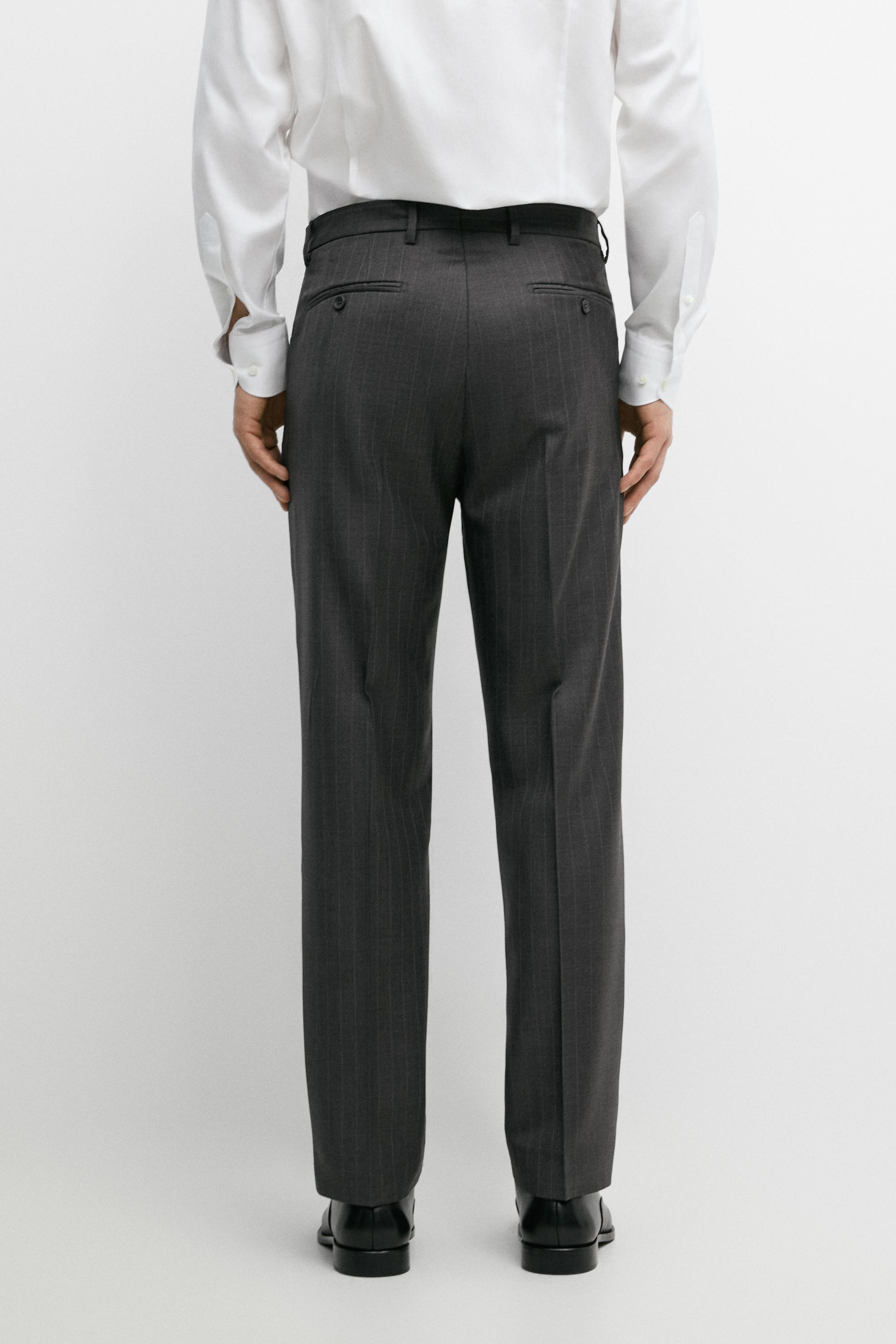 100% wool striped pants — CHARCOAL