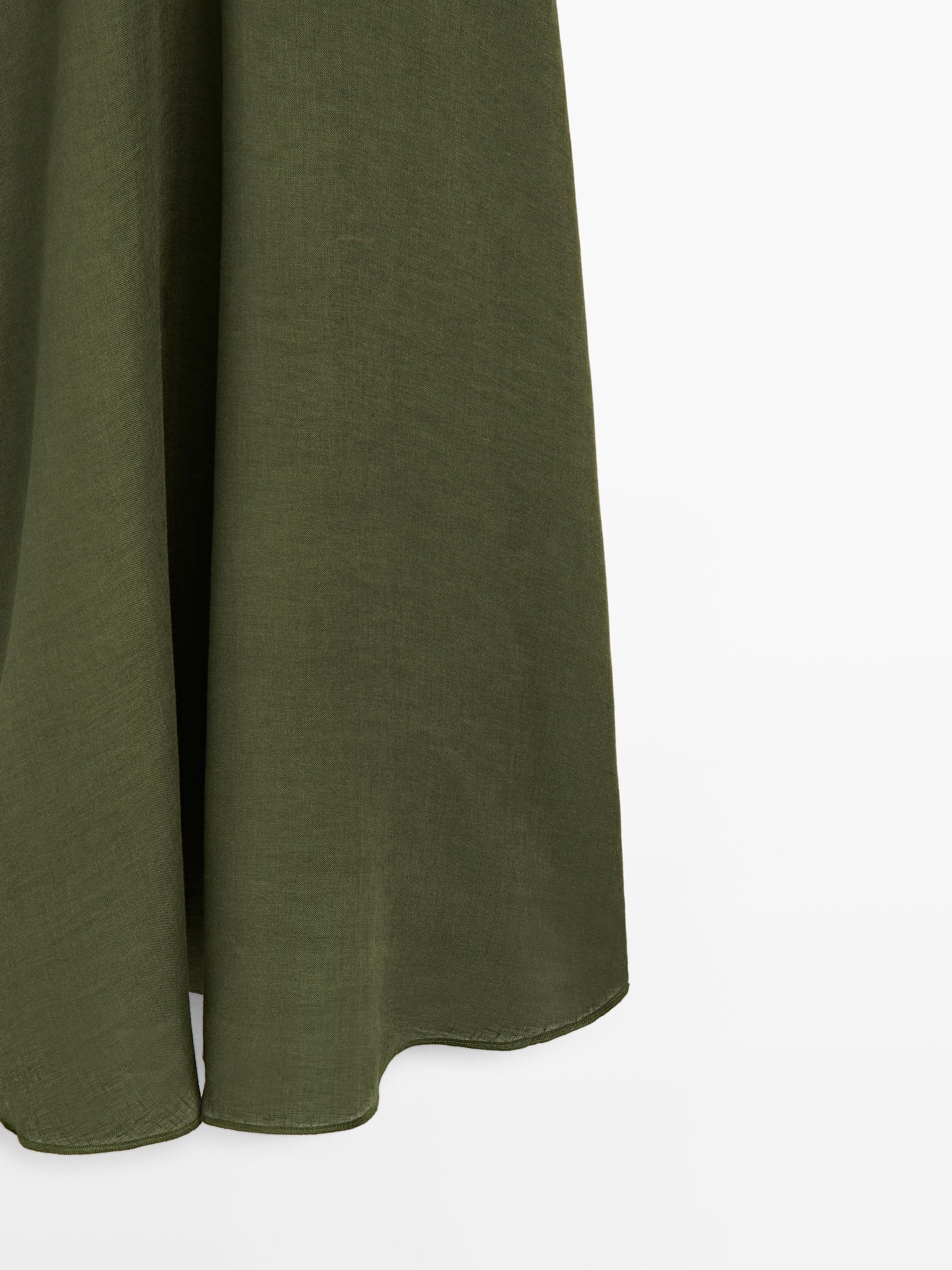 Jupe Midi Massimo Dutti Femme EU 40 Vert Viscose - Occasion BE07