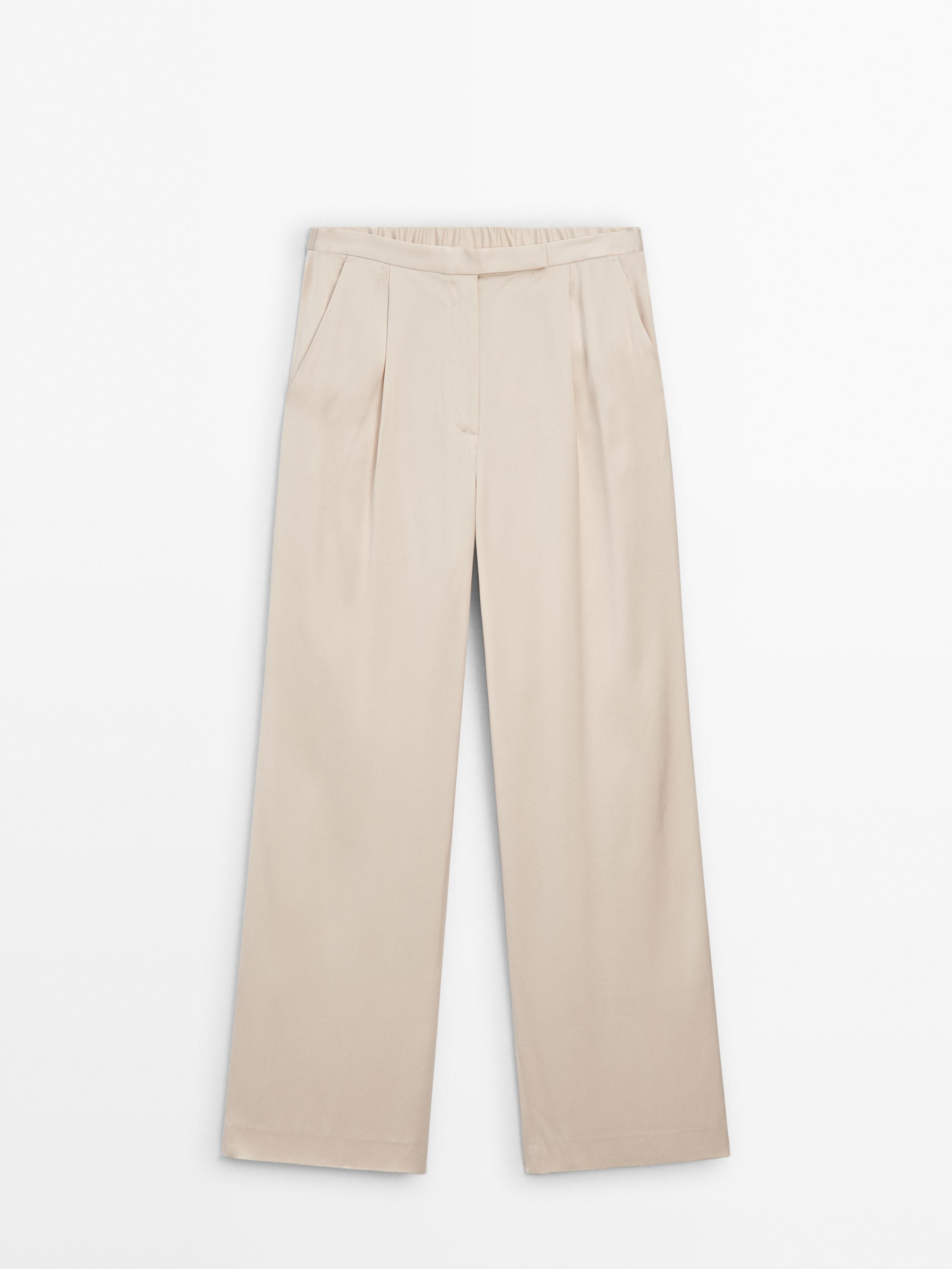 Satin wide-leg suit trousers