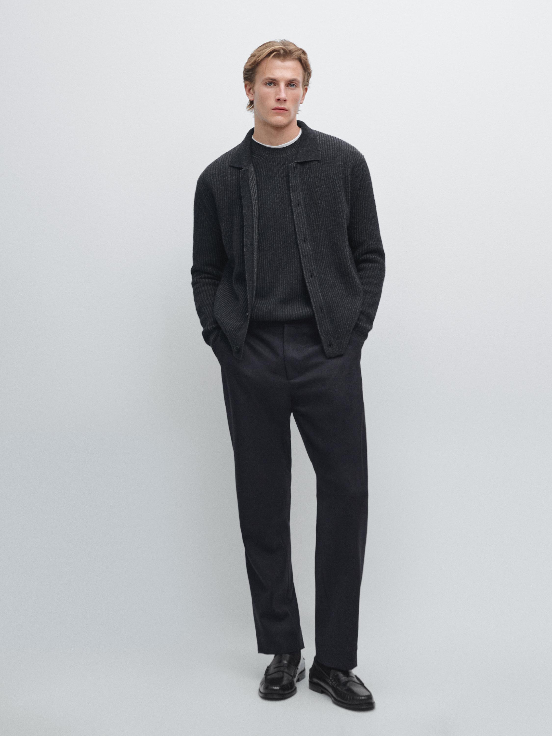 Wool blend knit cardigan