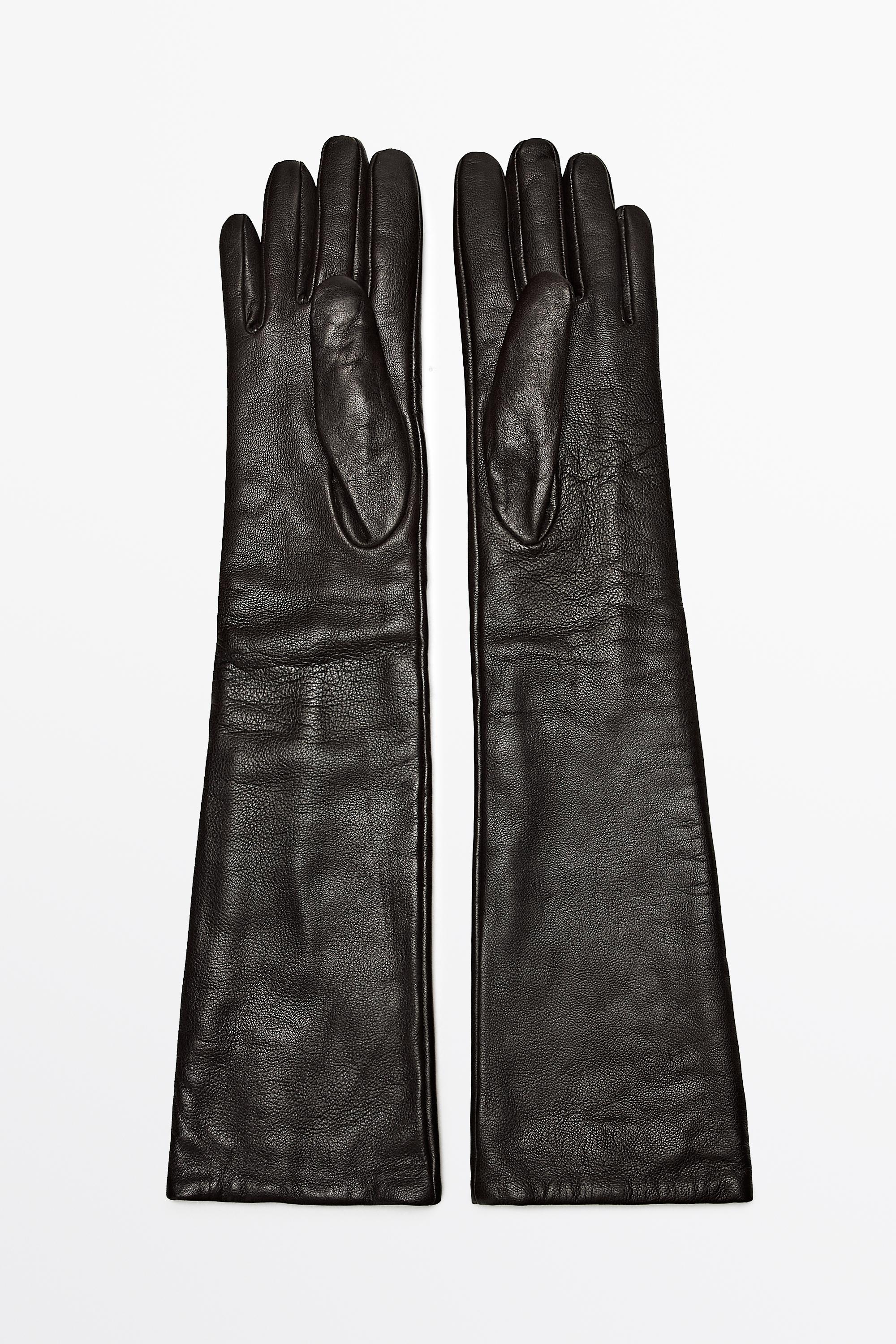 Guantes largos piel napa