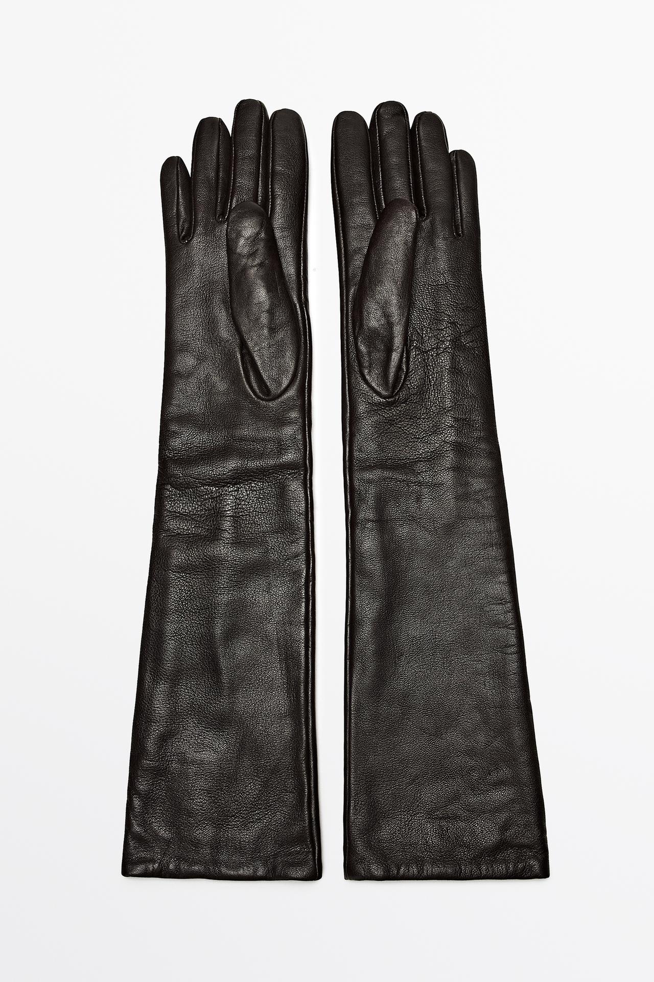 Long nappa leather gloves — BROWN