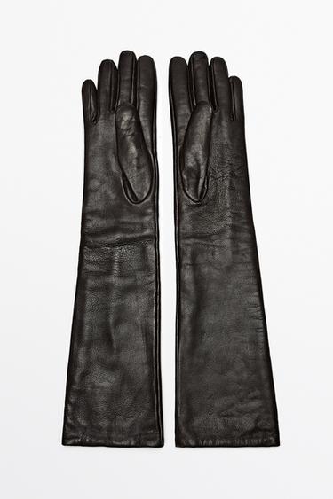 Long nappa leather gloves — BROWN 2