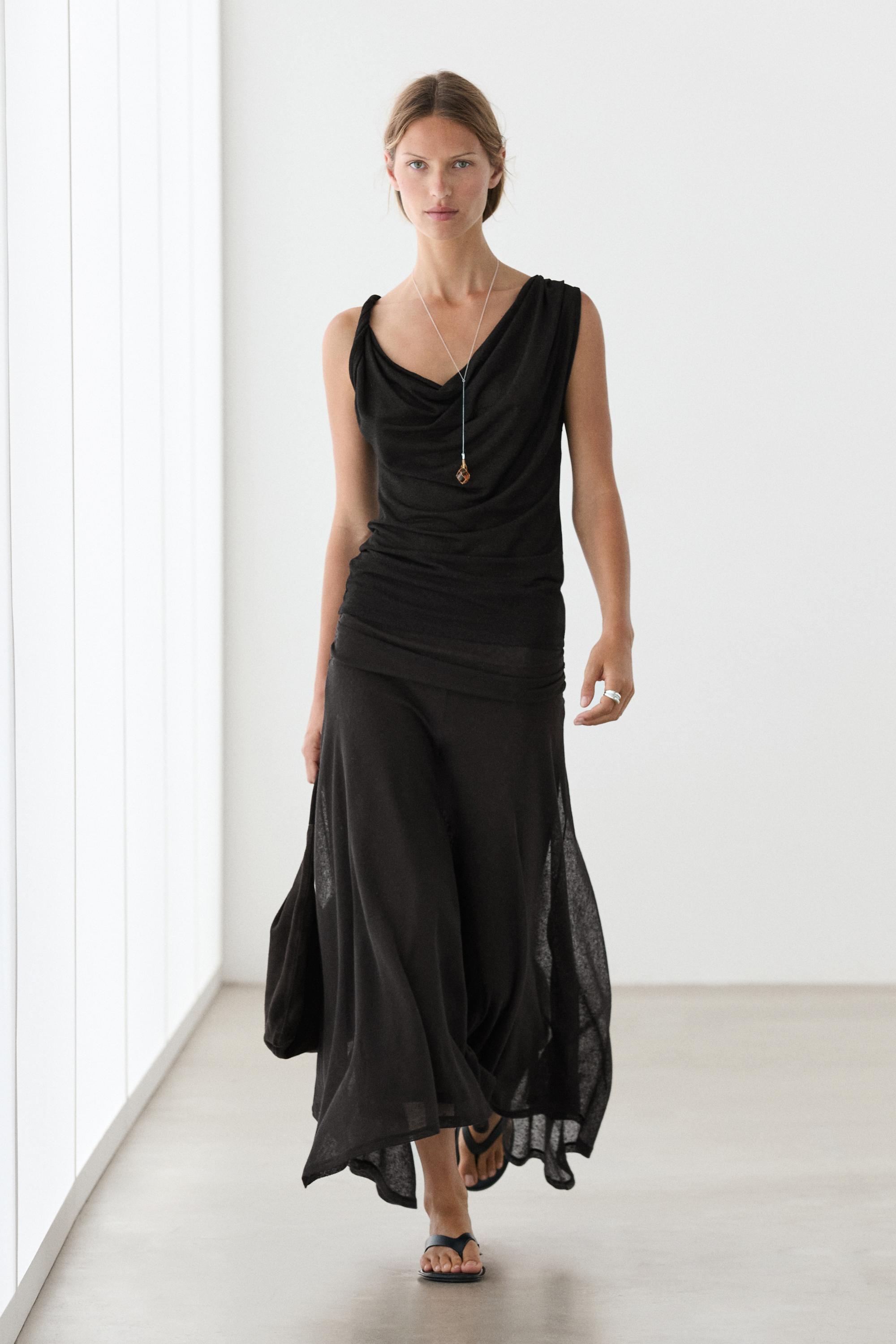 Top drapeado brillo detalle nudo