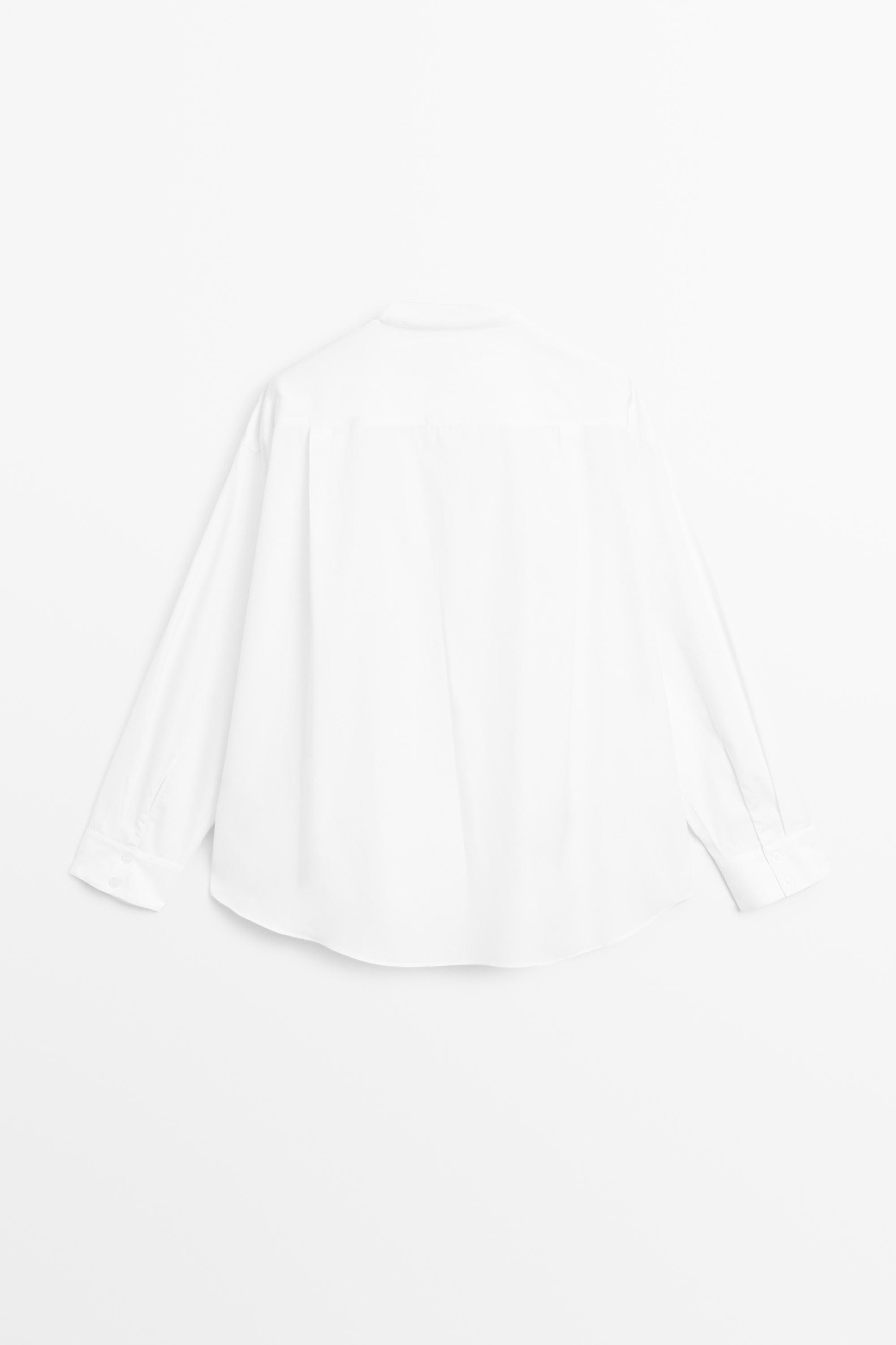 Poplin shirt with stand collar — WHITE
