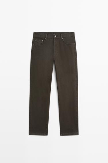 Tapered fit denim-effect pants — Chocolate 2