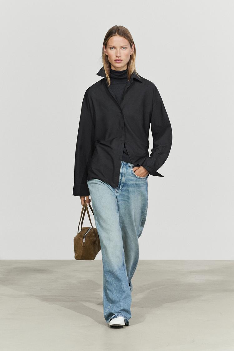 Flowing cotton-silk shirt — BLACK