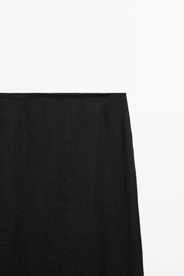 Flowing midi skirt with lace detail — BLACK 9