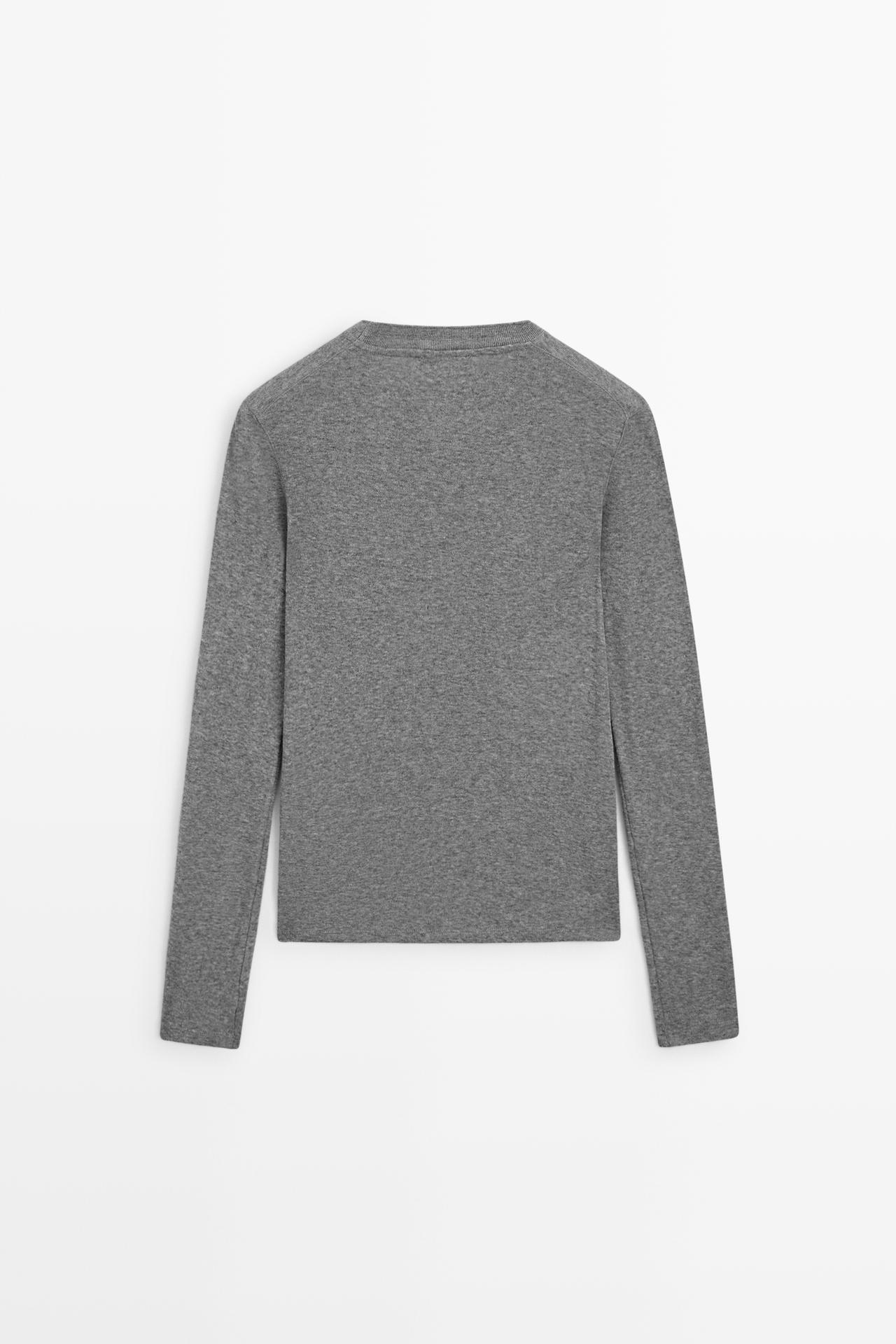 Cotton blend knit T-shirt — PALE GREY