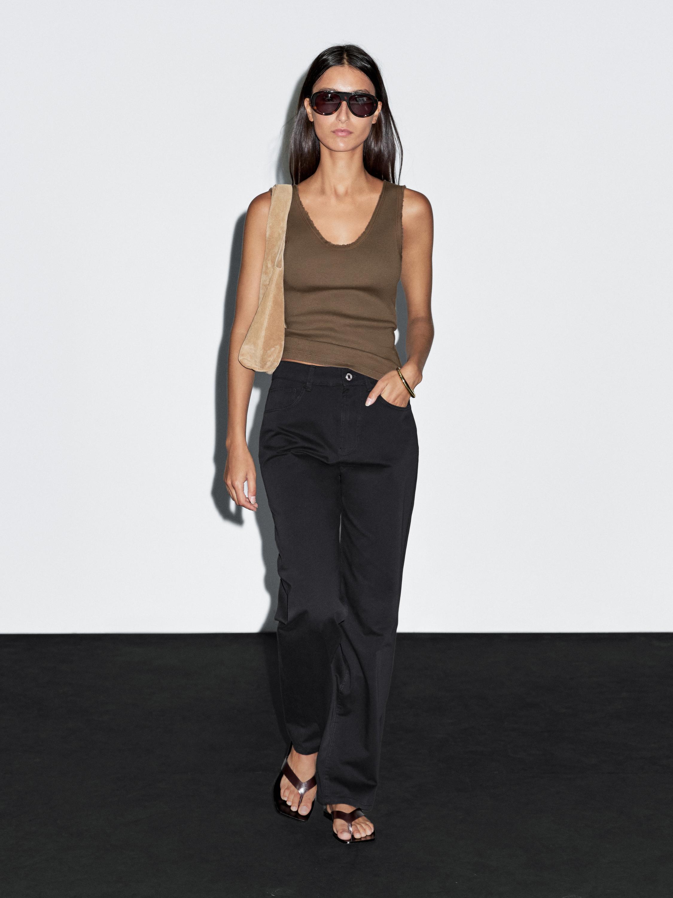 Mid-waist straight-leg trousers