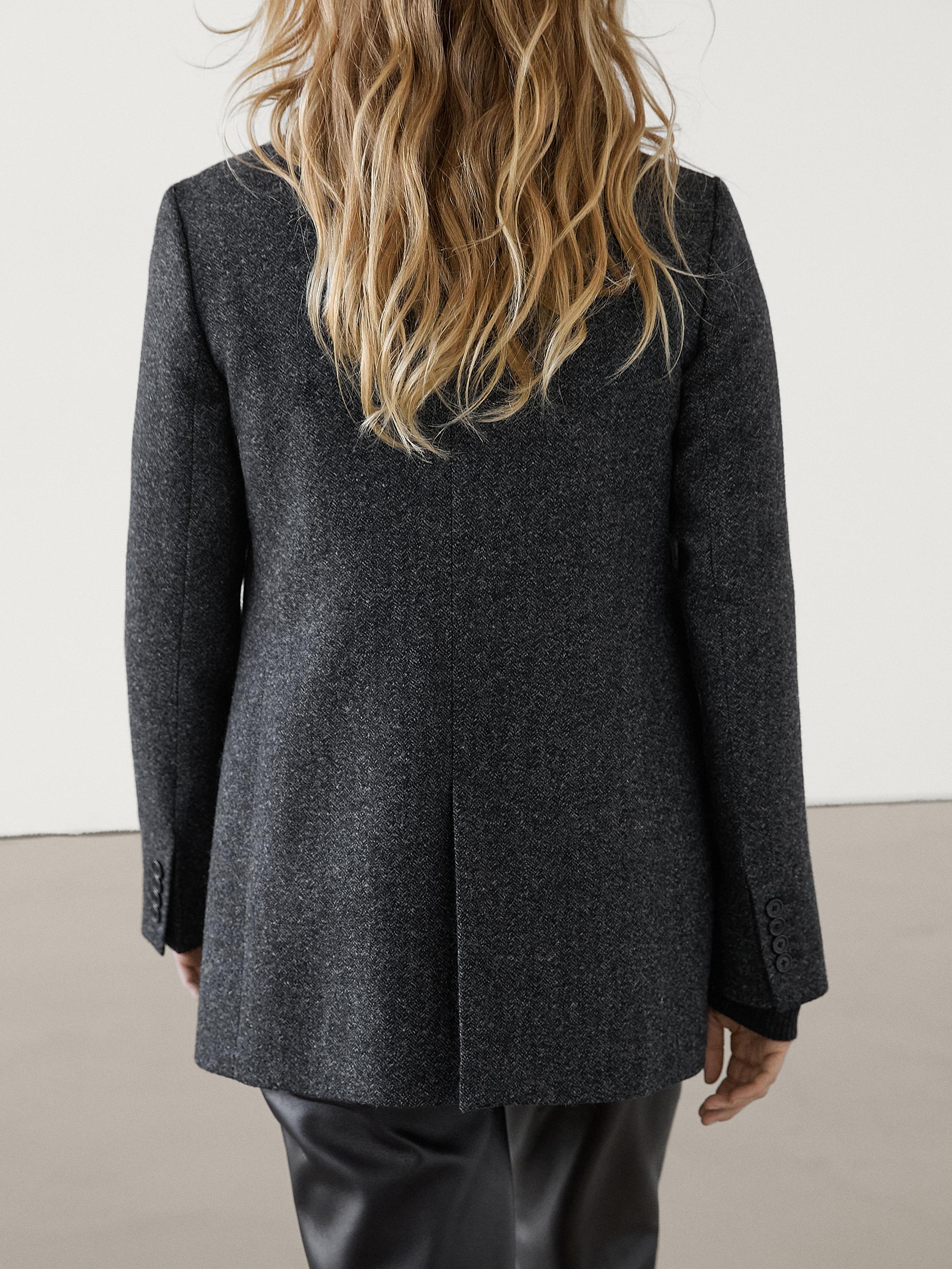 Herringbone wool blend blazer