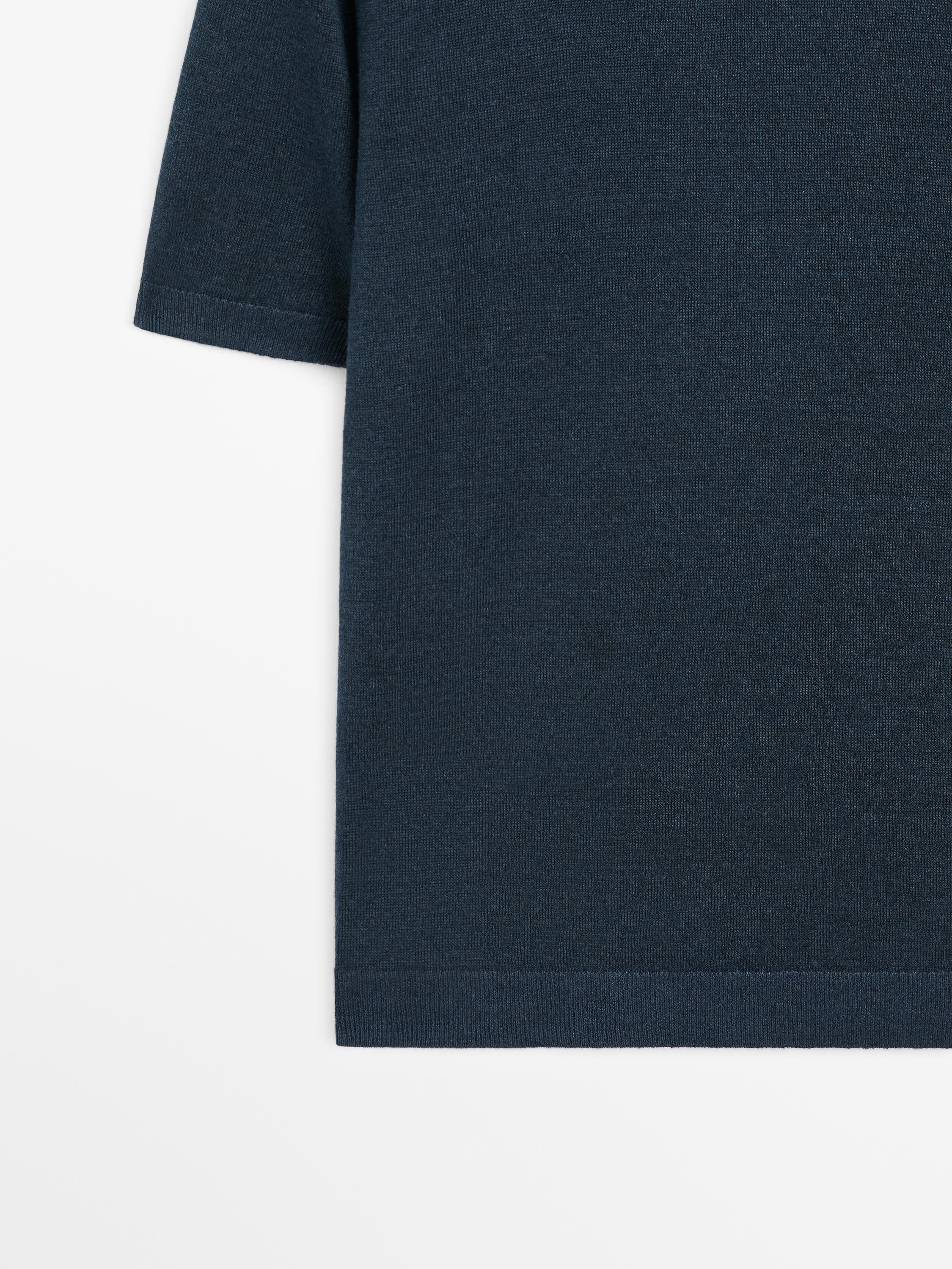 Lightweight 100% linen knit T-shirt — NAVY BLUE
