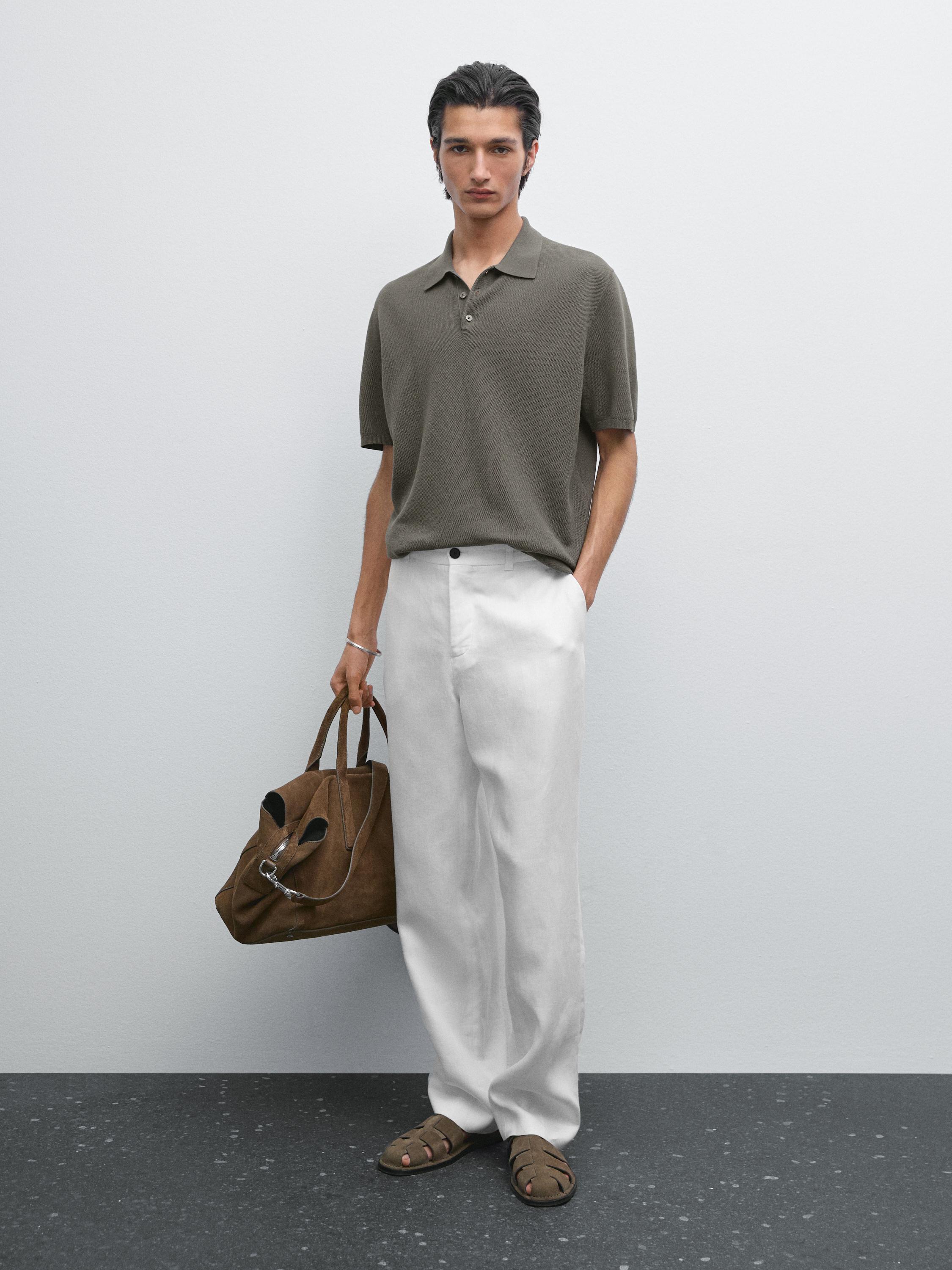 100% cotton textured knit polo shirt