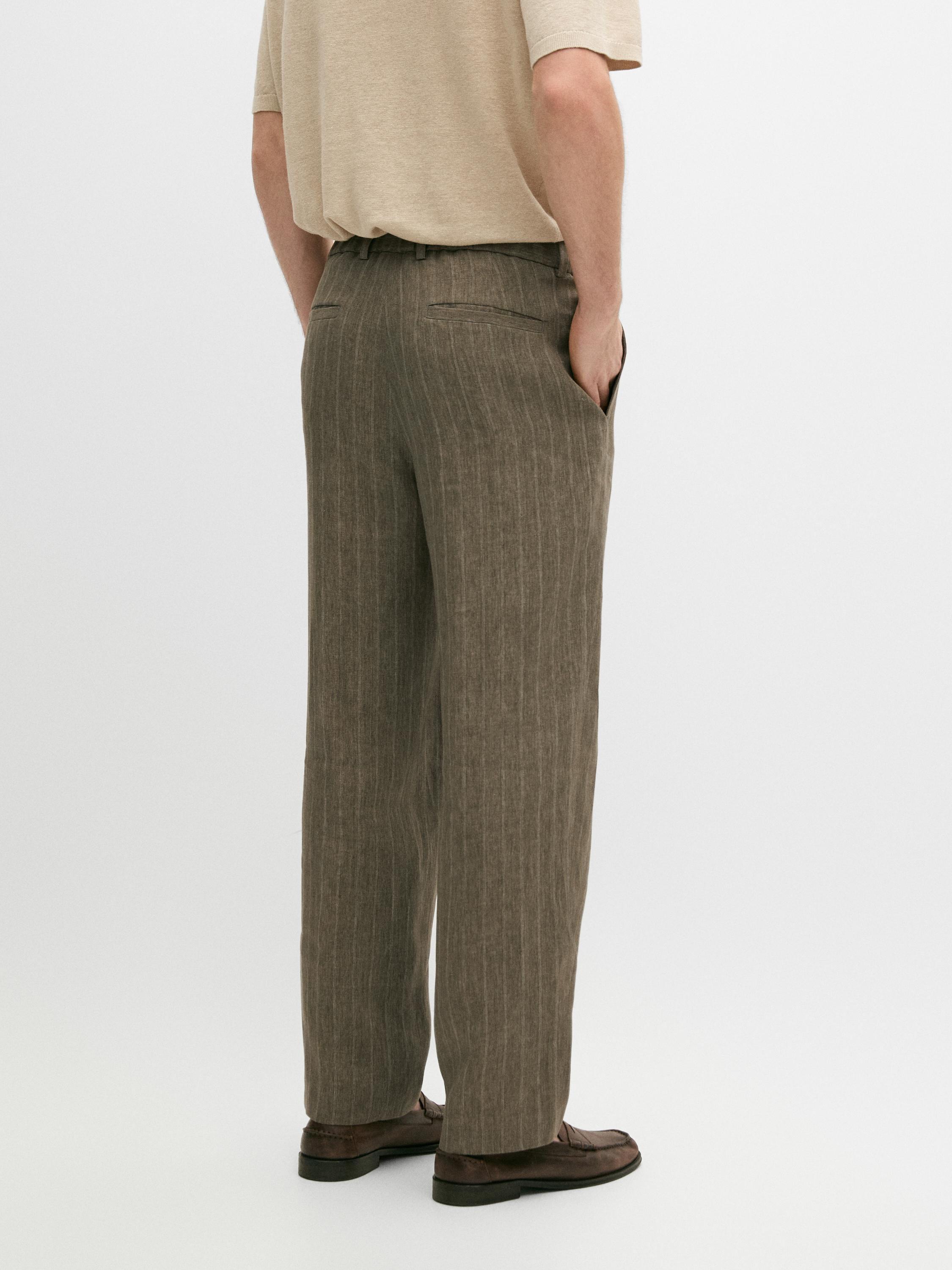 Striped linen trousers — GREEN