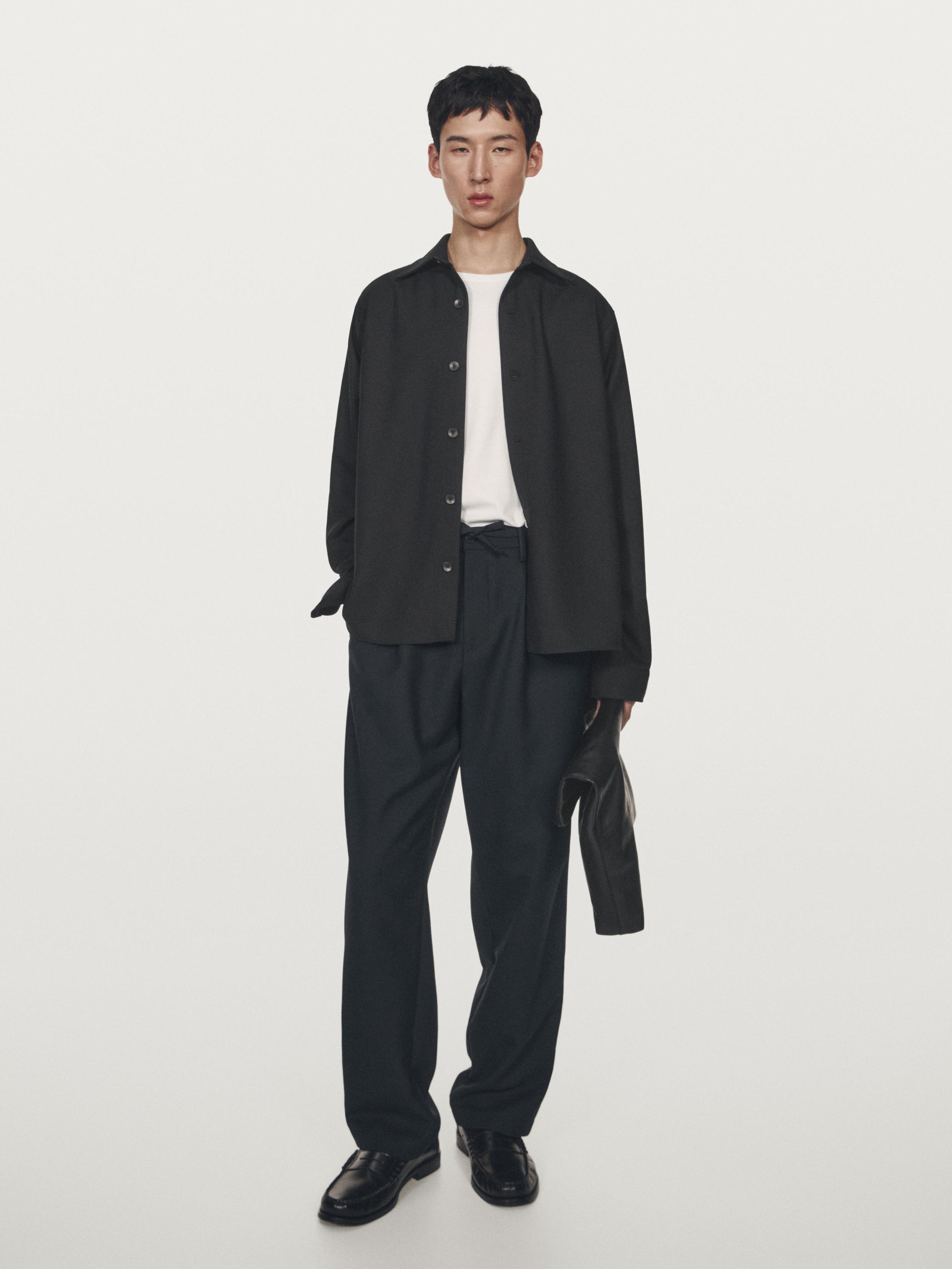 드로스트링이 있는 스트레이트 레그 팬츠