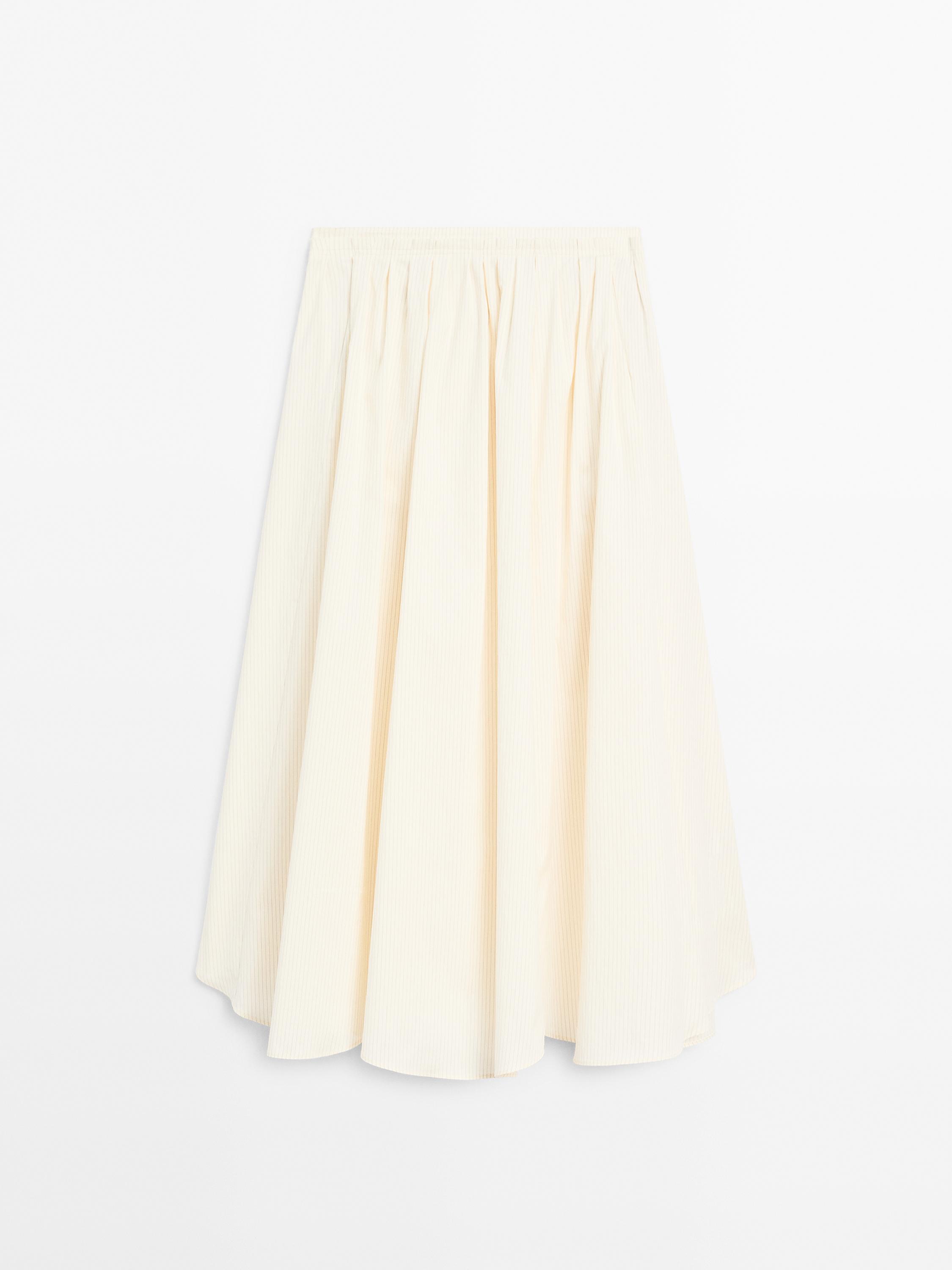 Stripe print flared midi skirt