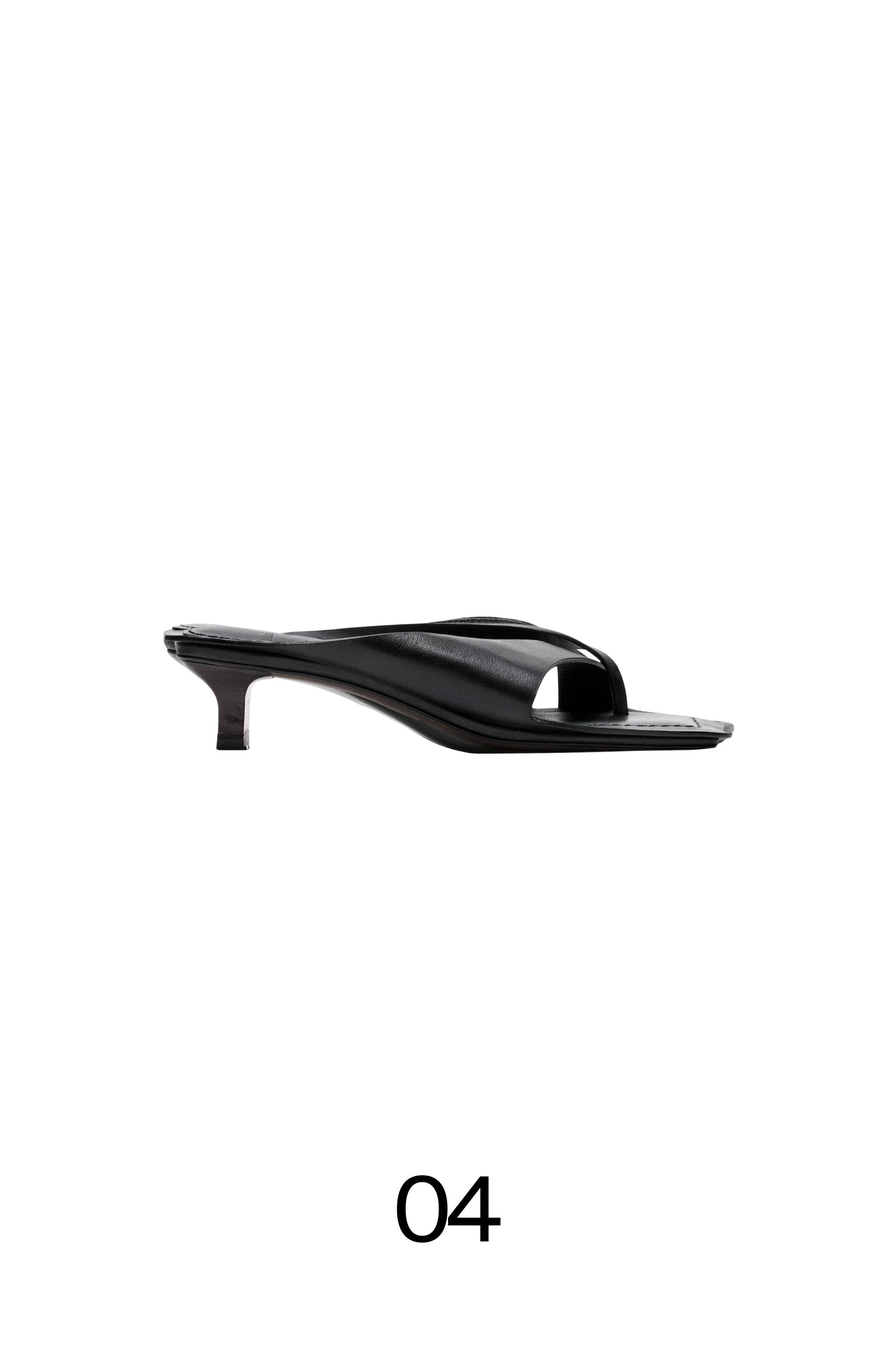 Leather heeled sandals - STUDIO — BLACK