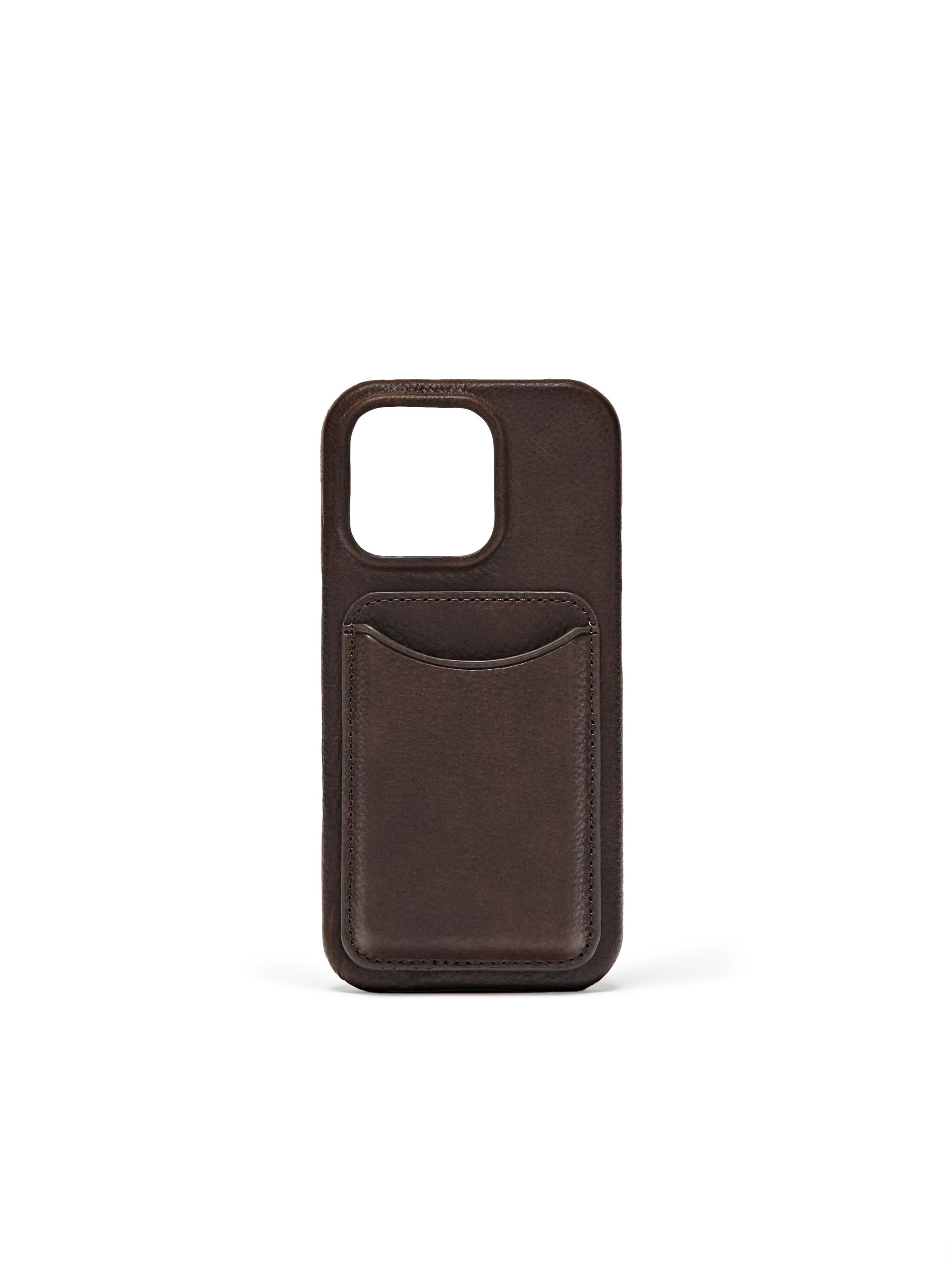 Nappa leather iPhone 16 Pro case — BROWN