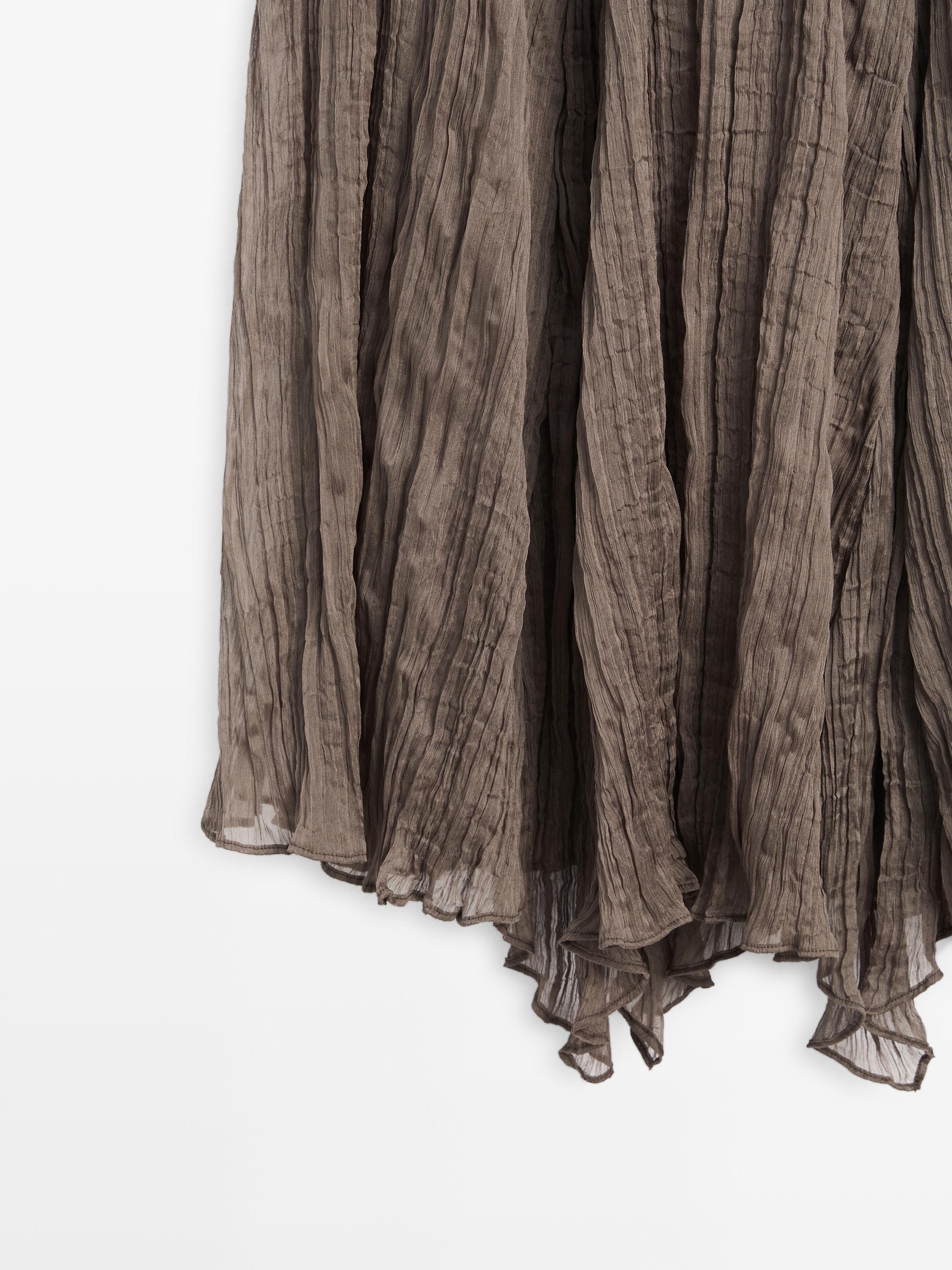 Flared pleated midi skirt — ANTHRACITE GREY