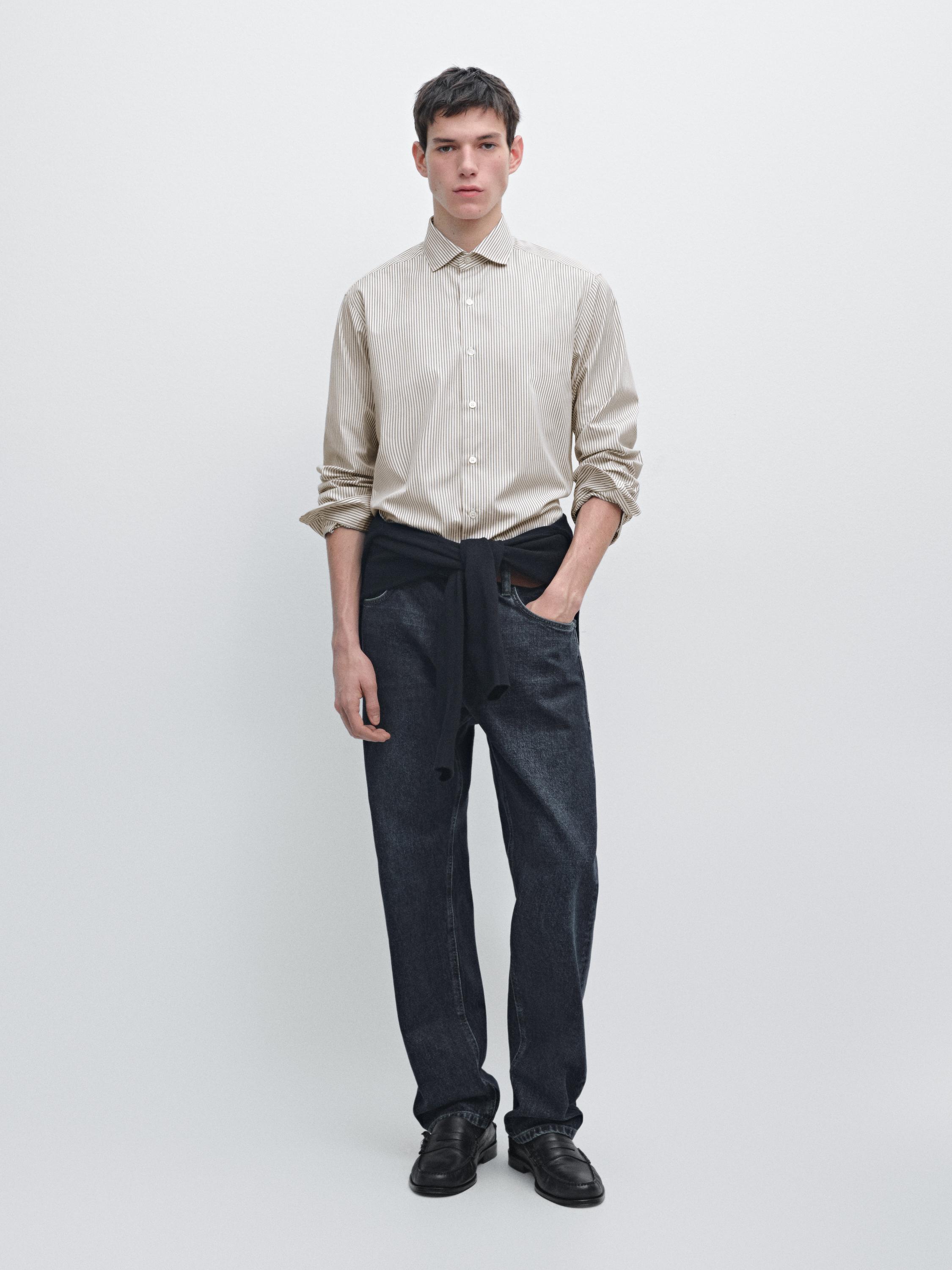 Cotton poplin shirt — BROWN