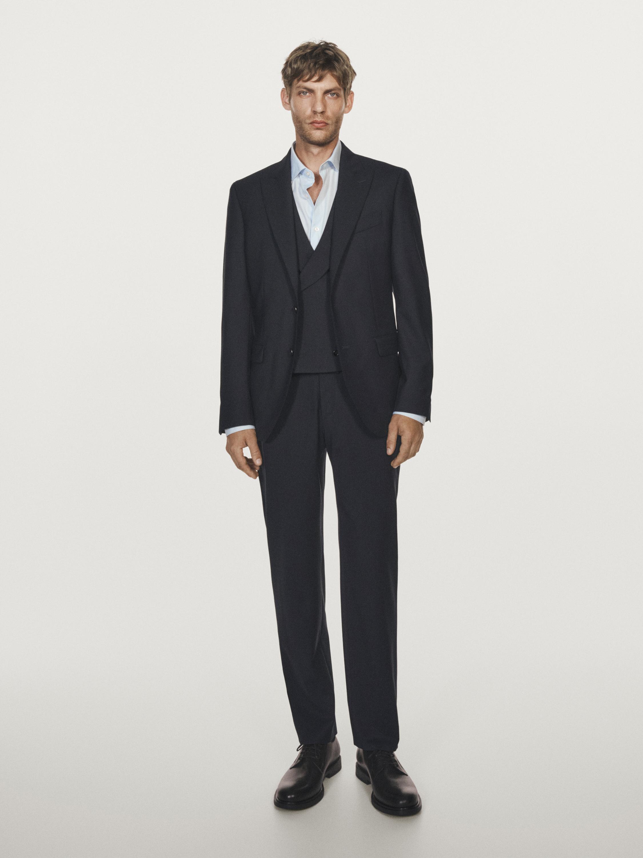 Cool wool blend suit trousers — NAVY BLUE