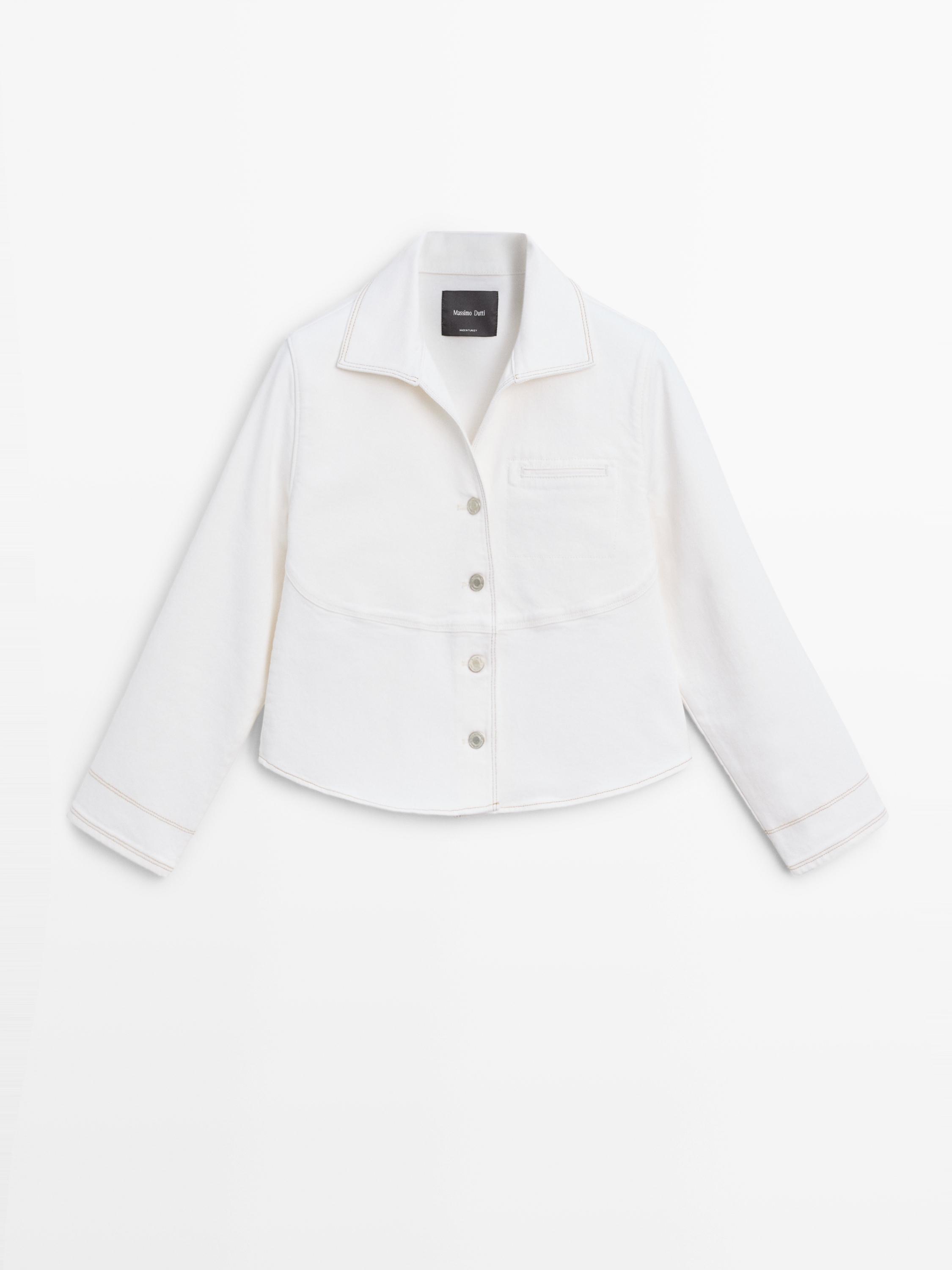 Denim jacket with contrast seam — WHITE