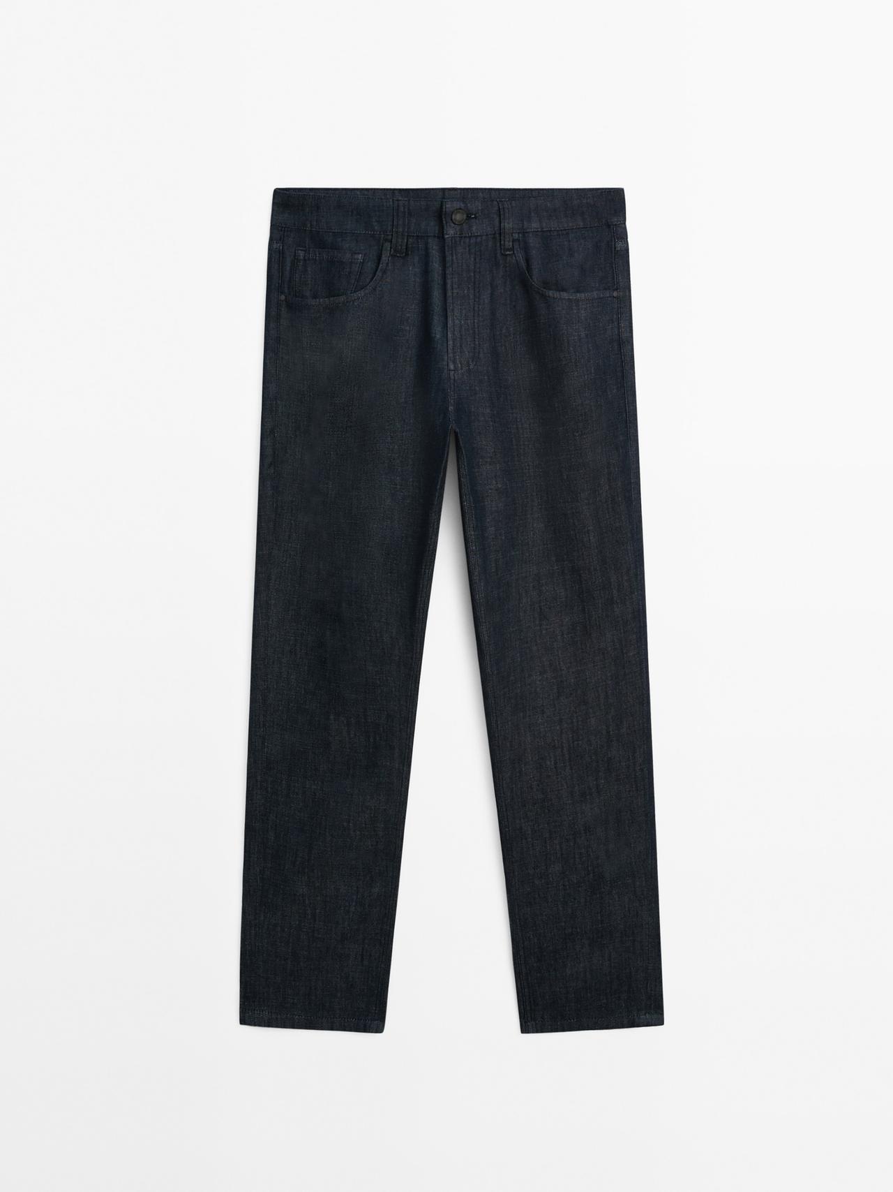 Massimo Dutti - Herre - Tapered Fit Jeans I En Blanding Med Bomuld - Indigoblå - 34