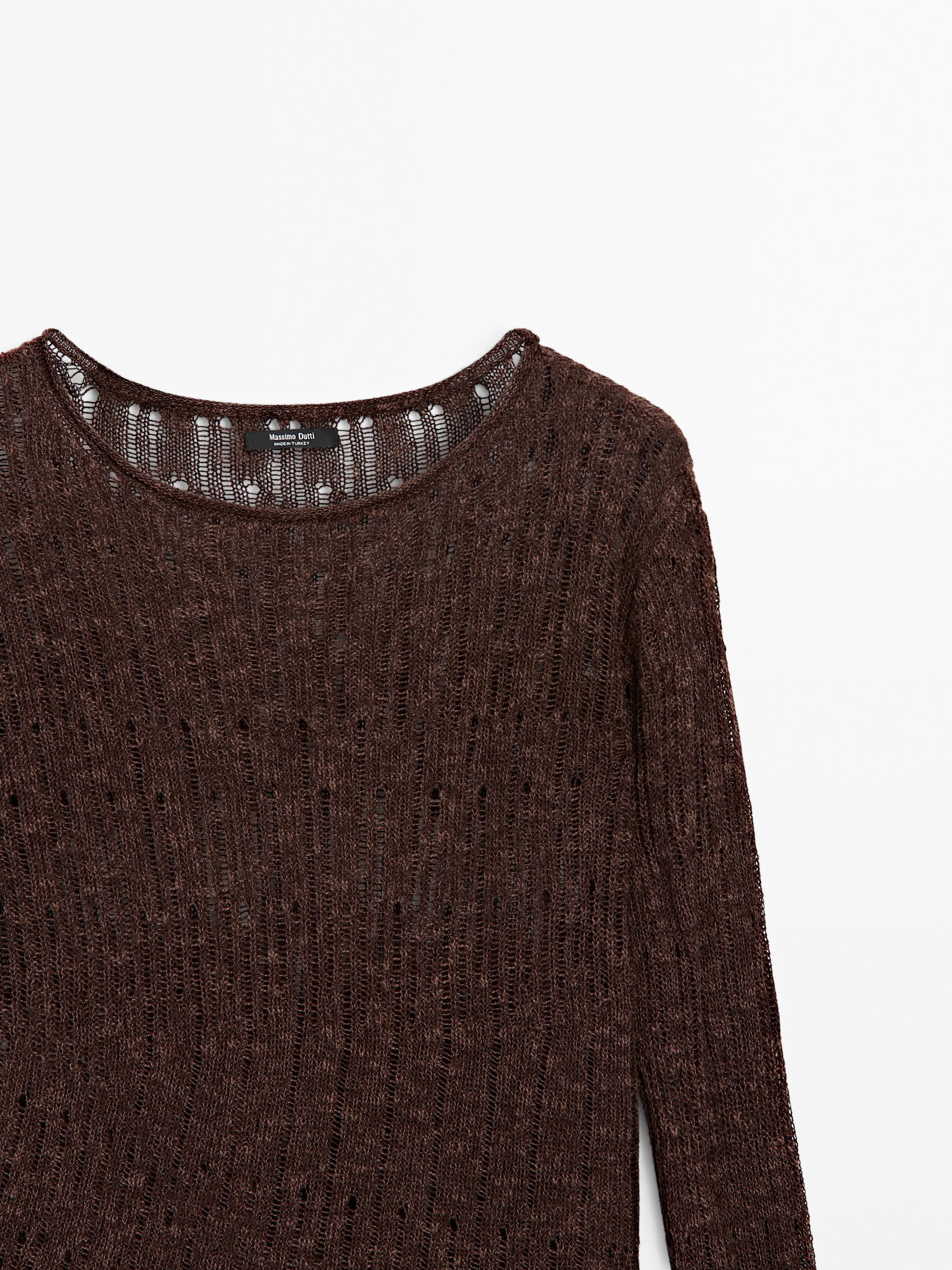 Asymmetric cutwork sweater