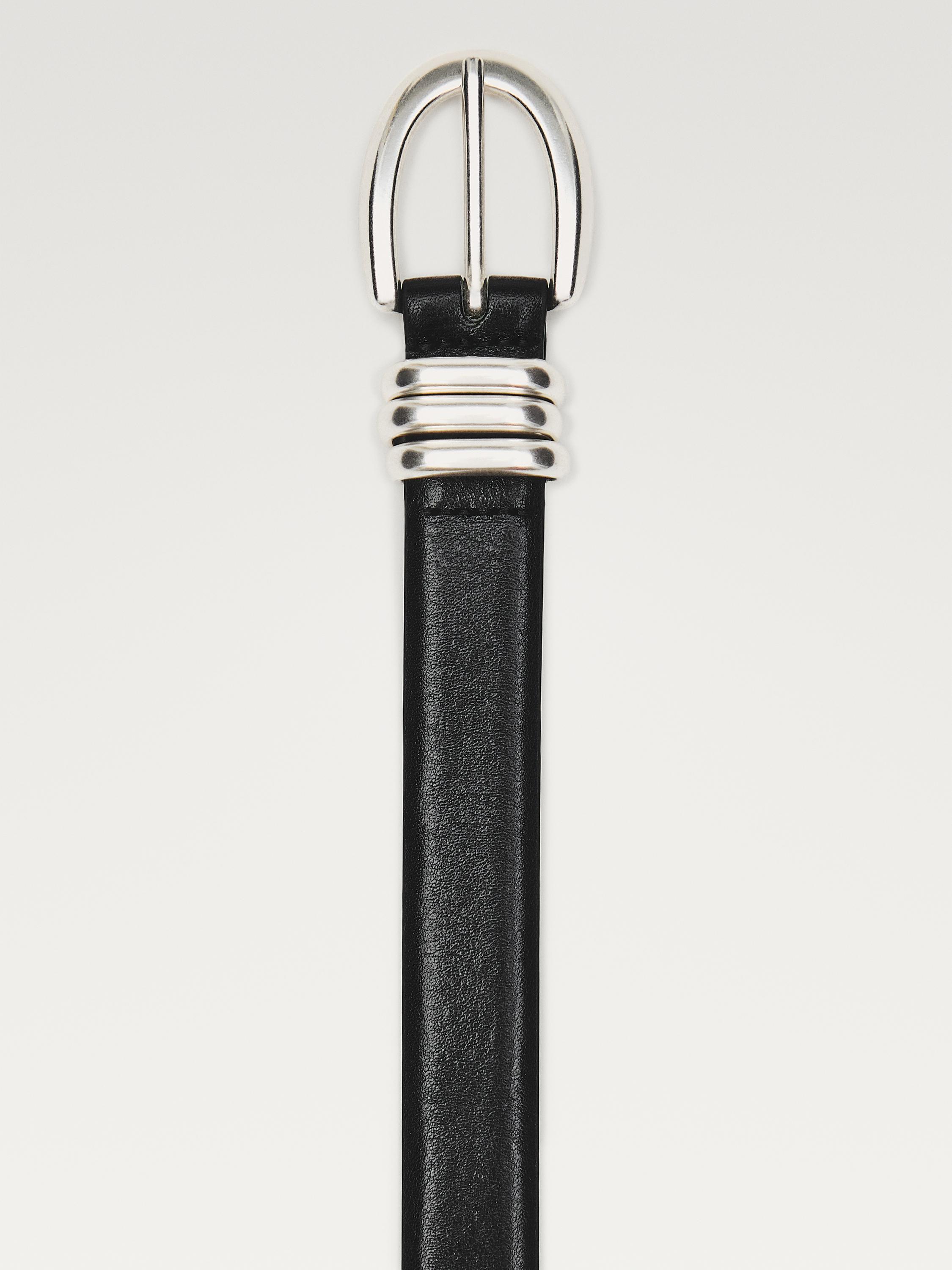 Nappa leather belt with metal detail — BLACK