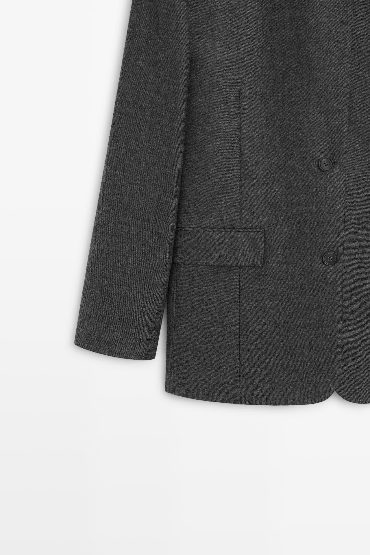 100% wool flannel suit blazer — DARK GREY