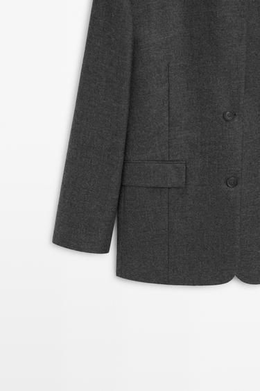 100% wool flannel suit blazer — DARK GREY 7