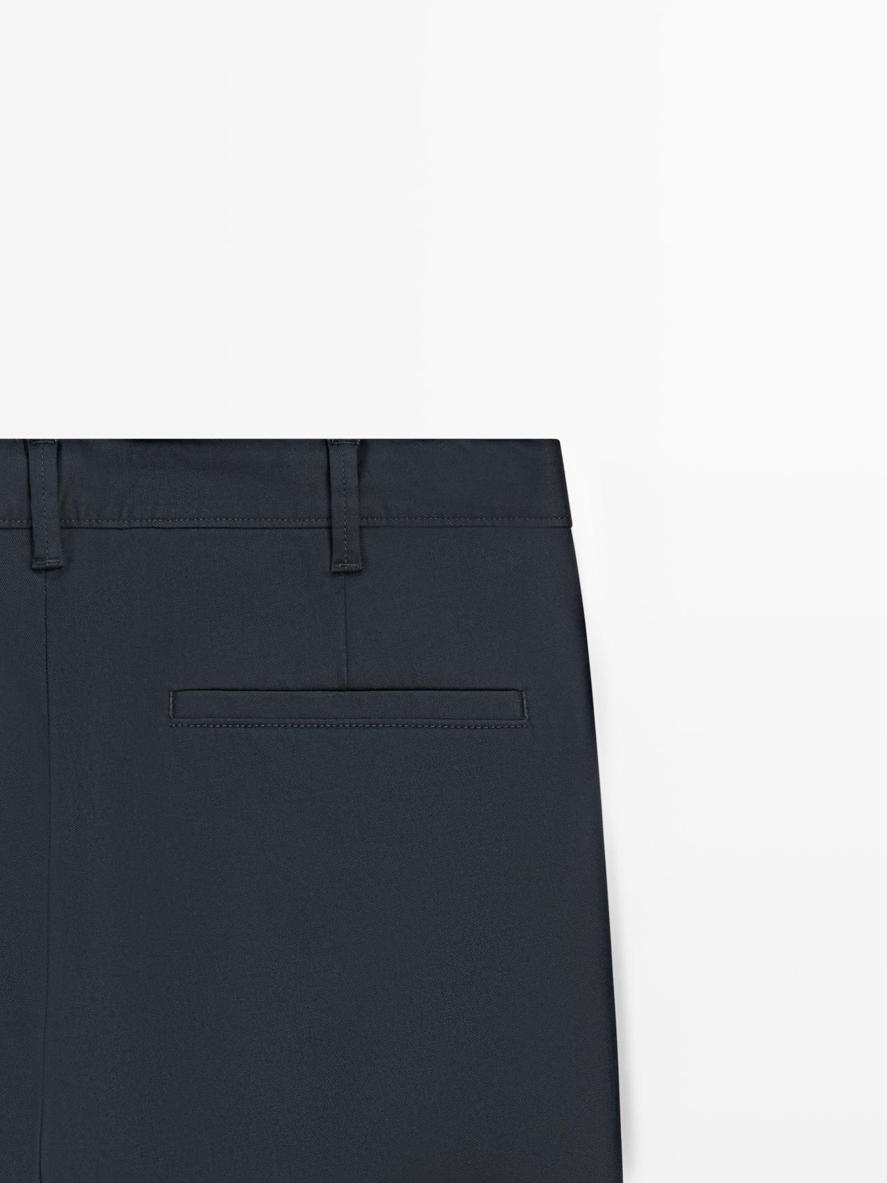 Cotton blend slim fit pants — NAVY BLUE